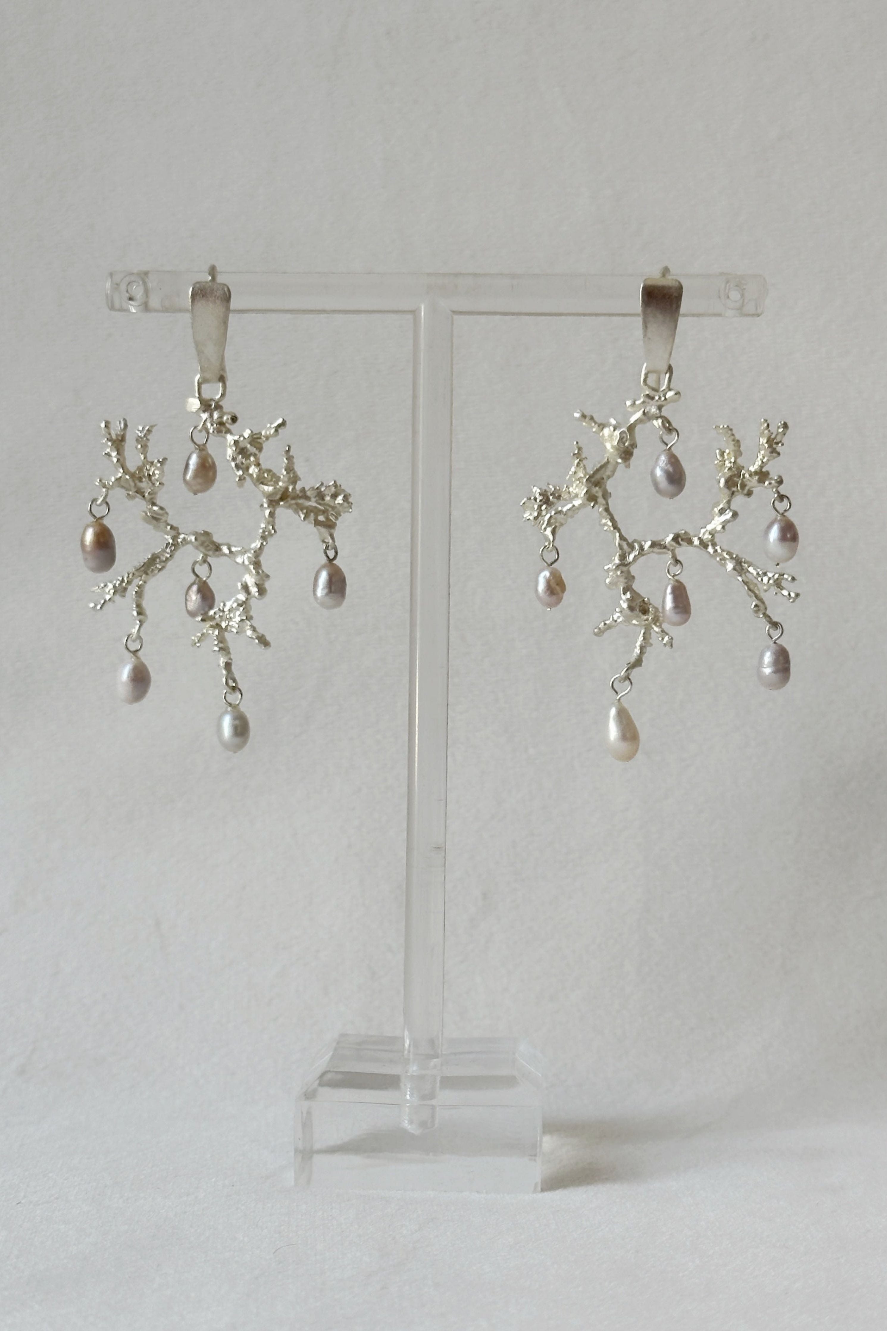 Untamed Pearl Drops Chandelier Earrings Silver