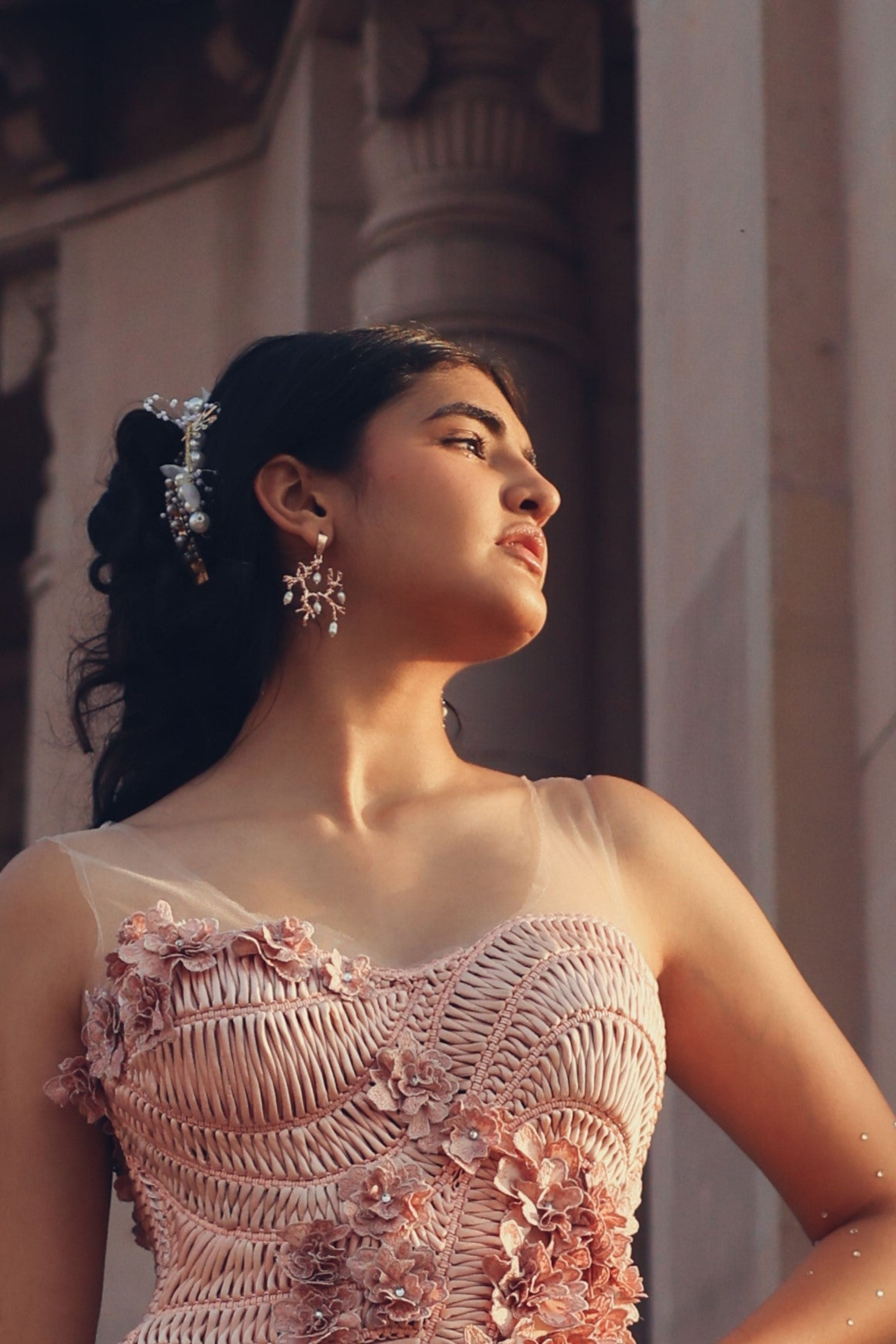 Untamed Pearl Drops Chandelier Earrings Rose Gold