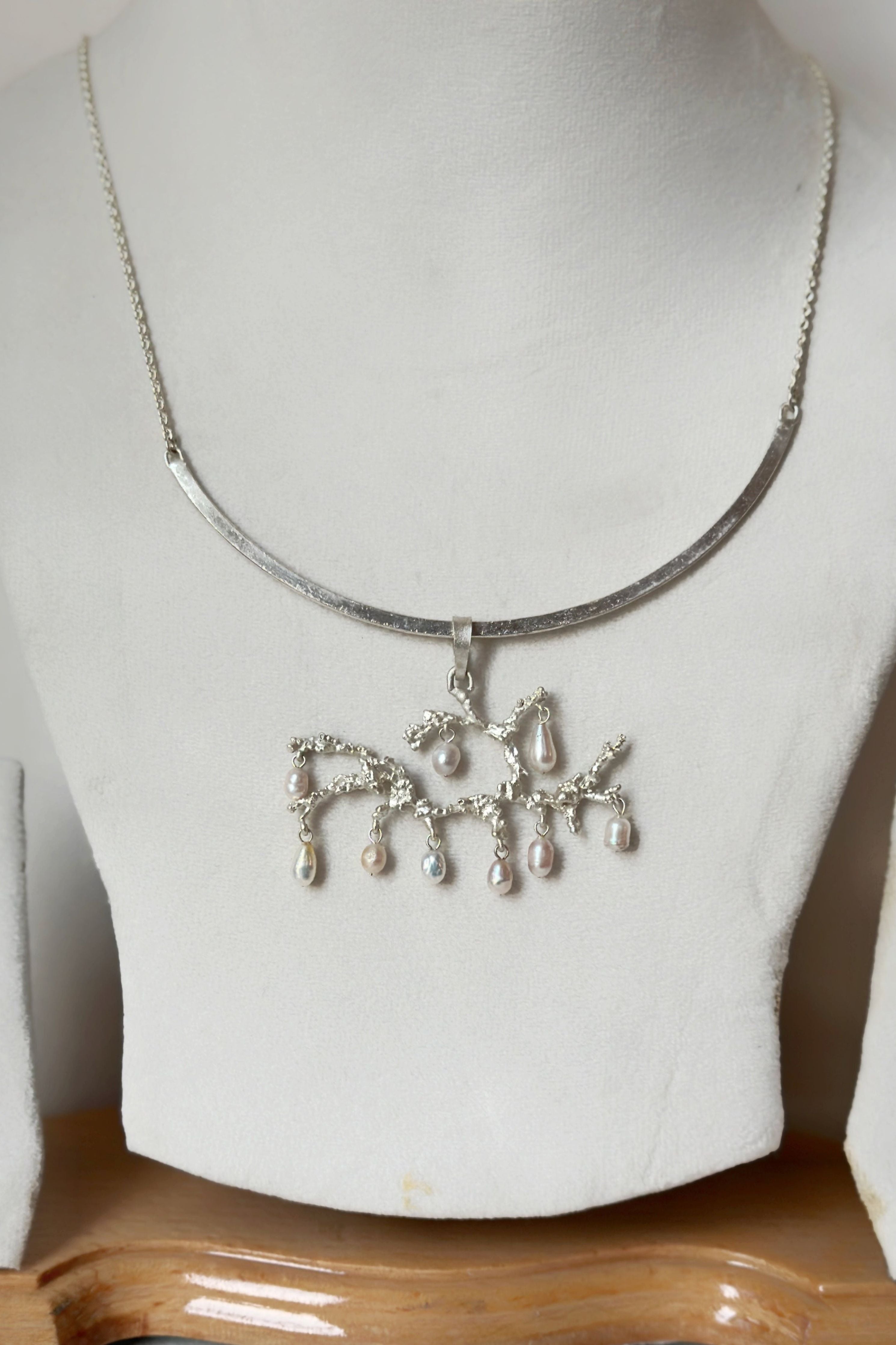 Untamed Pearl Drops Chandelier Pendant Silver