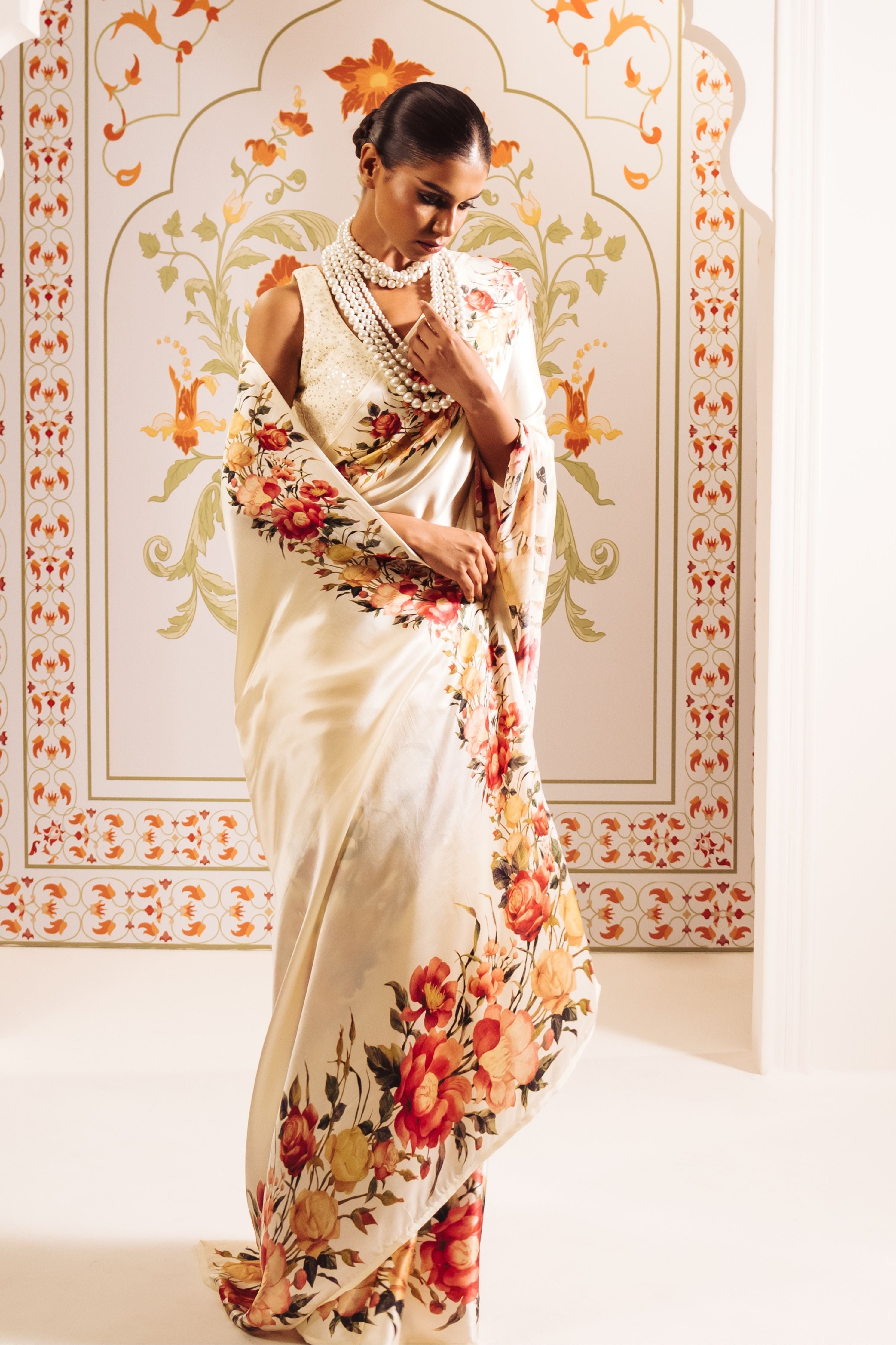 Uma White Saree