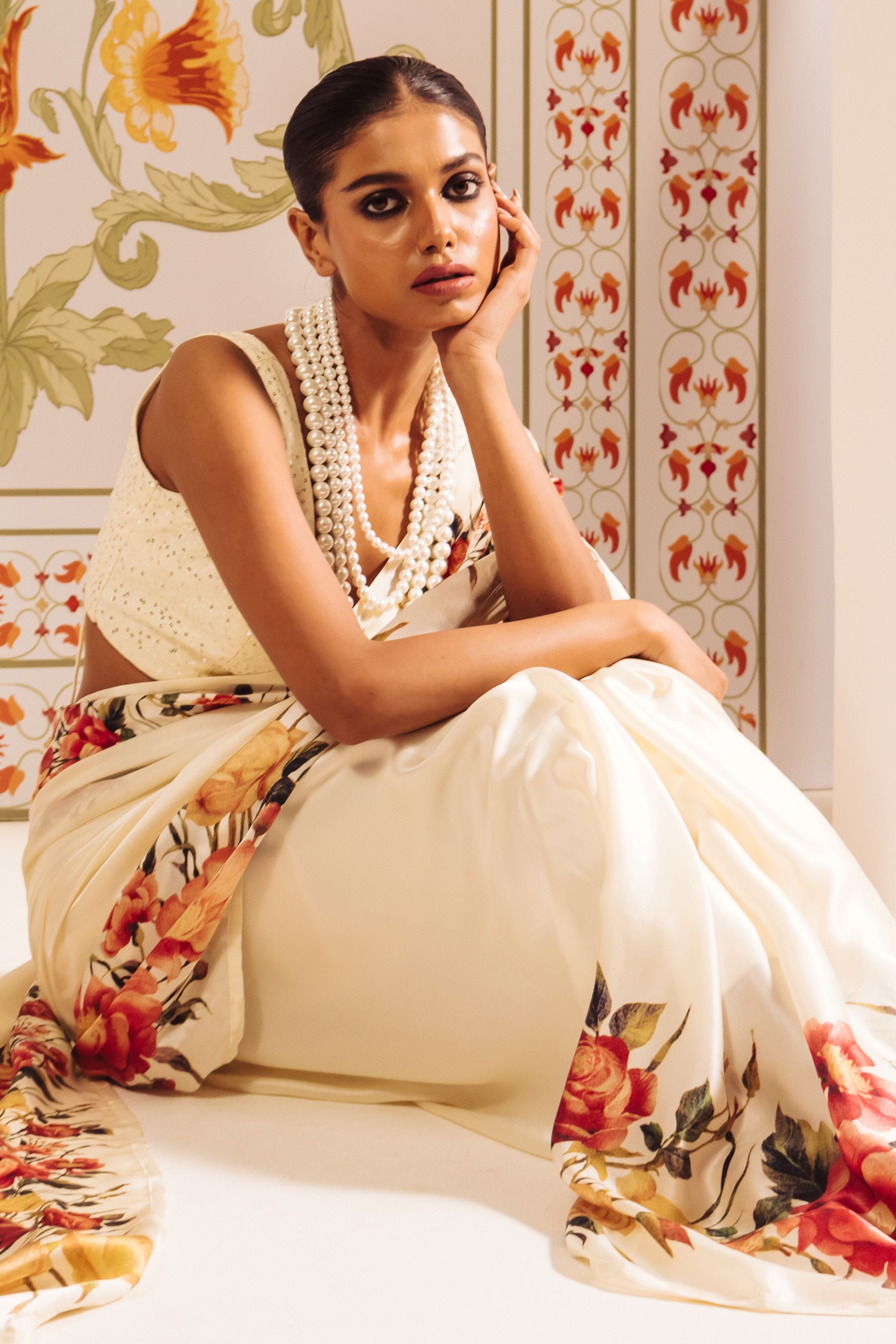 Uma White Saree