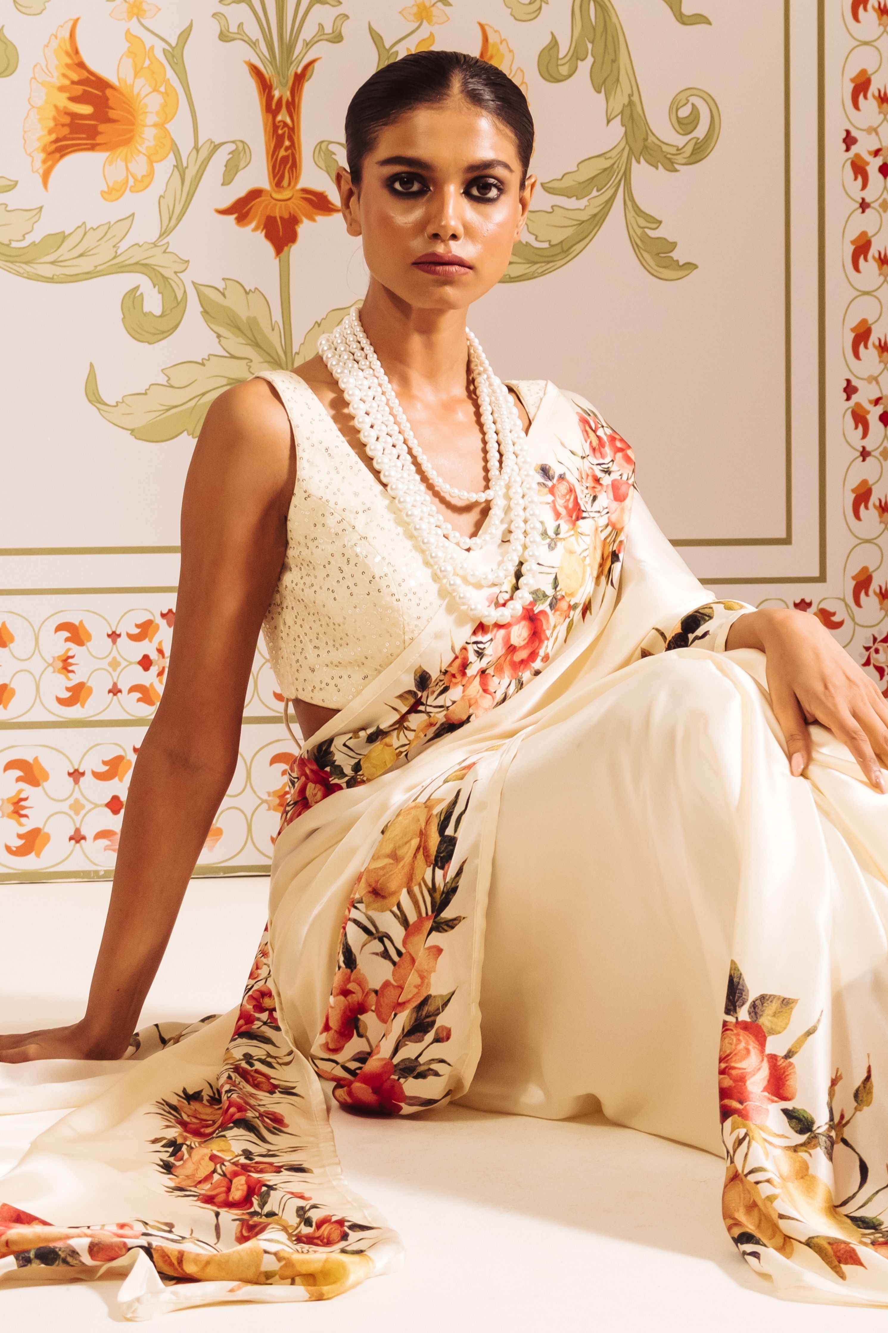 Uma White Saree