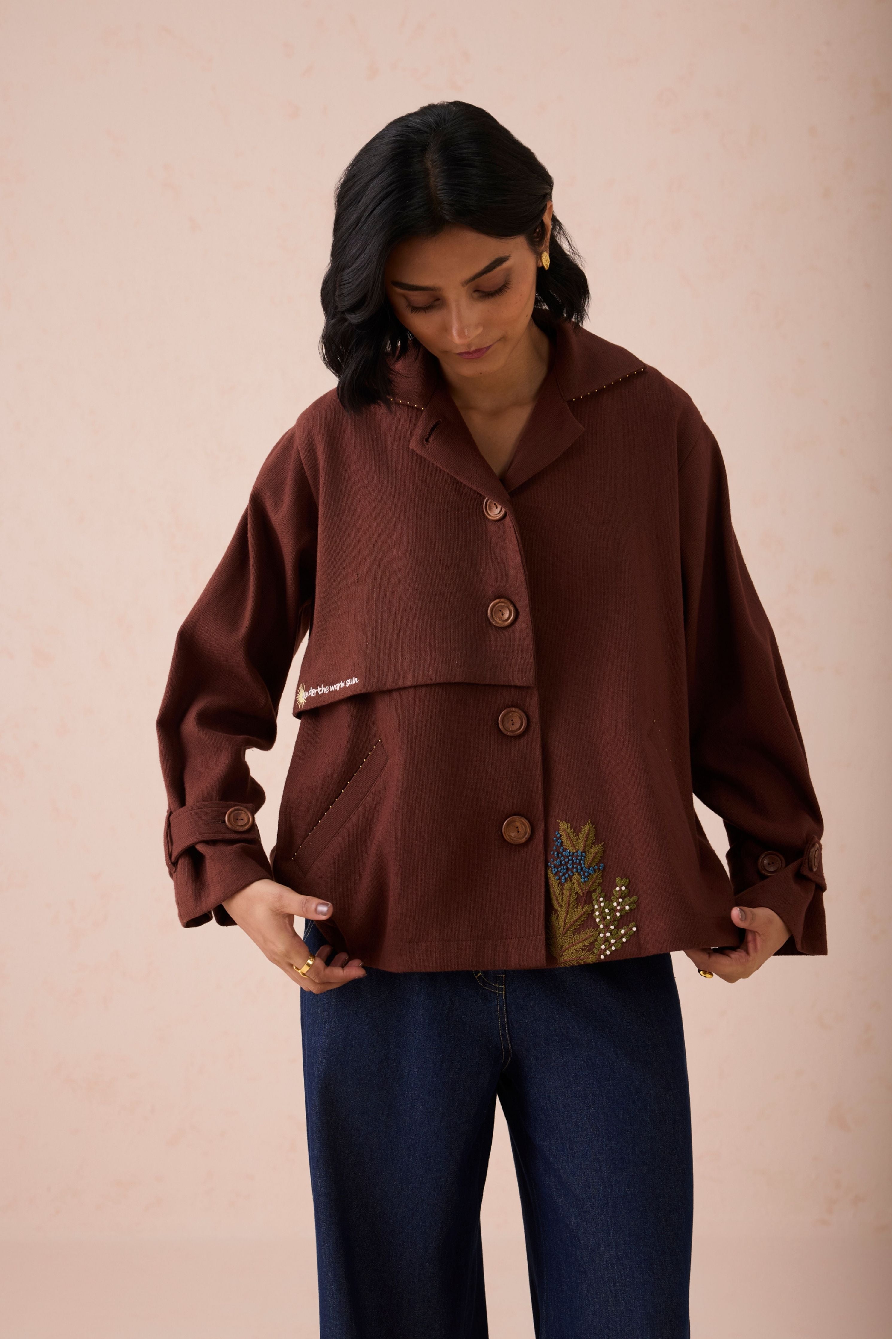 Under The Sun Handspun Handwoven Organic Cotton Trench Jacket