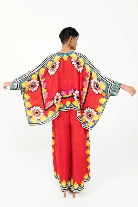 Alina Cape Blouse With Pants Set