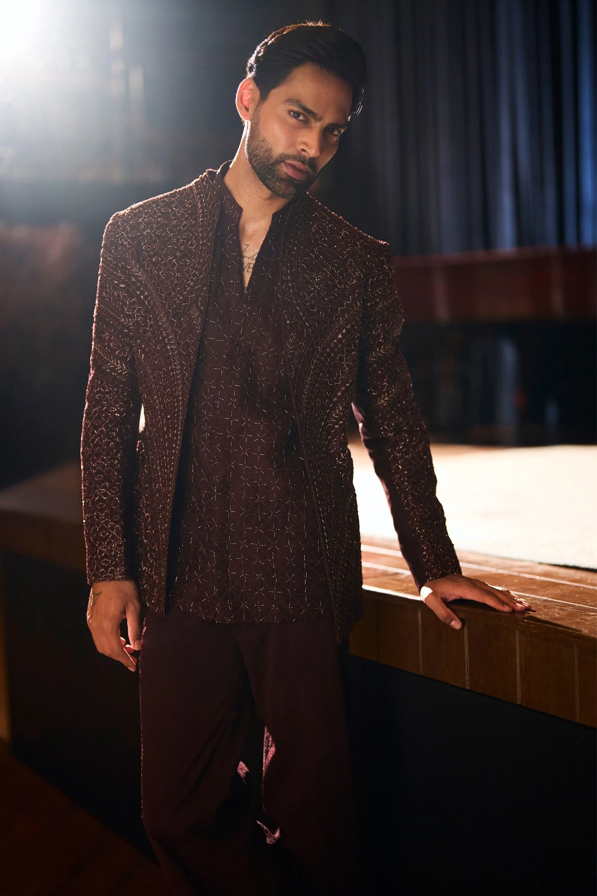 Dark cinnamon jacket set