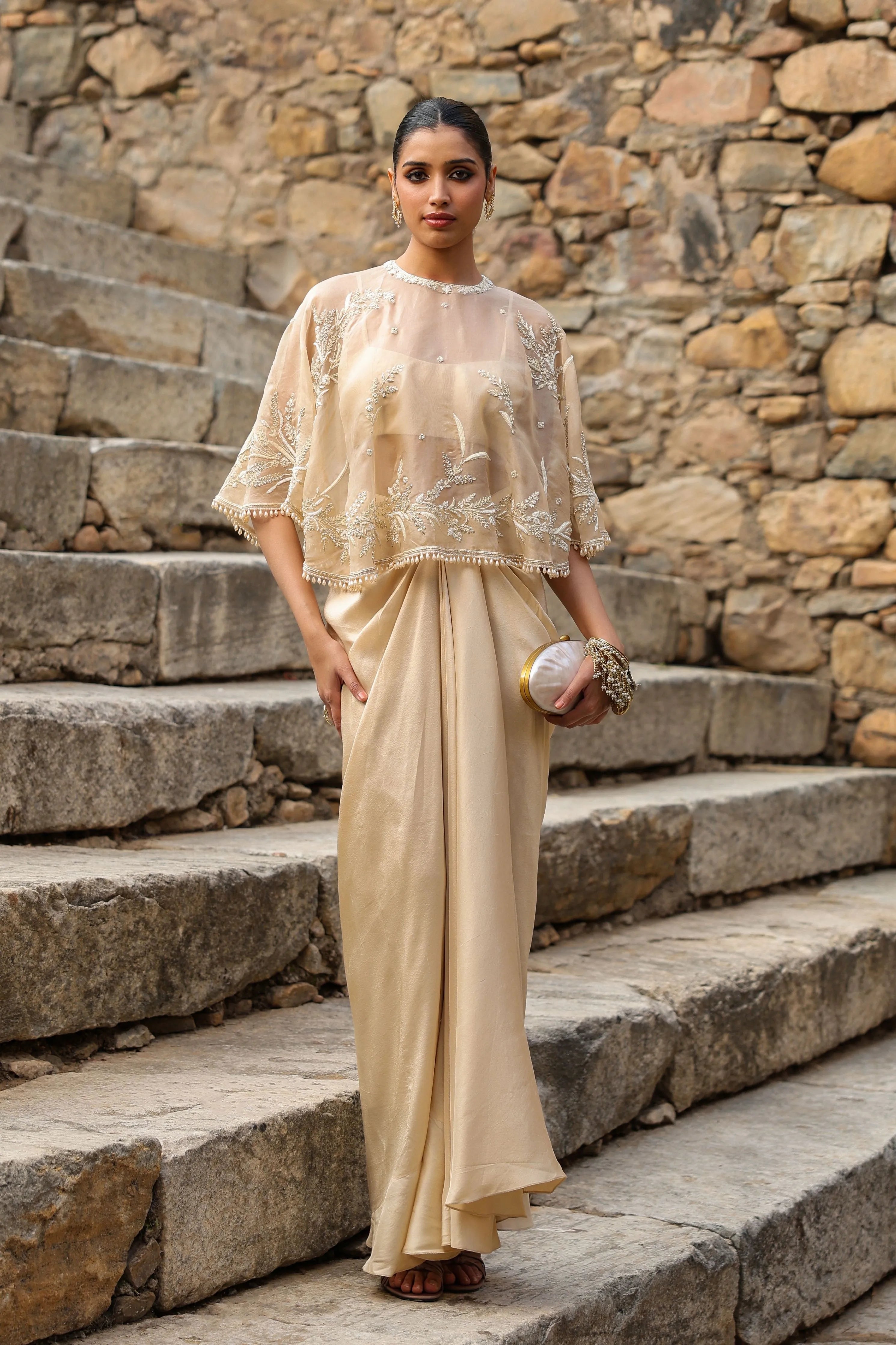 Vaayu Beige Cape Set