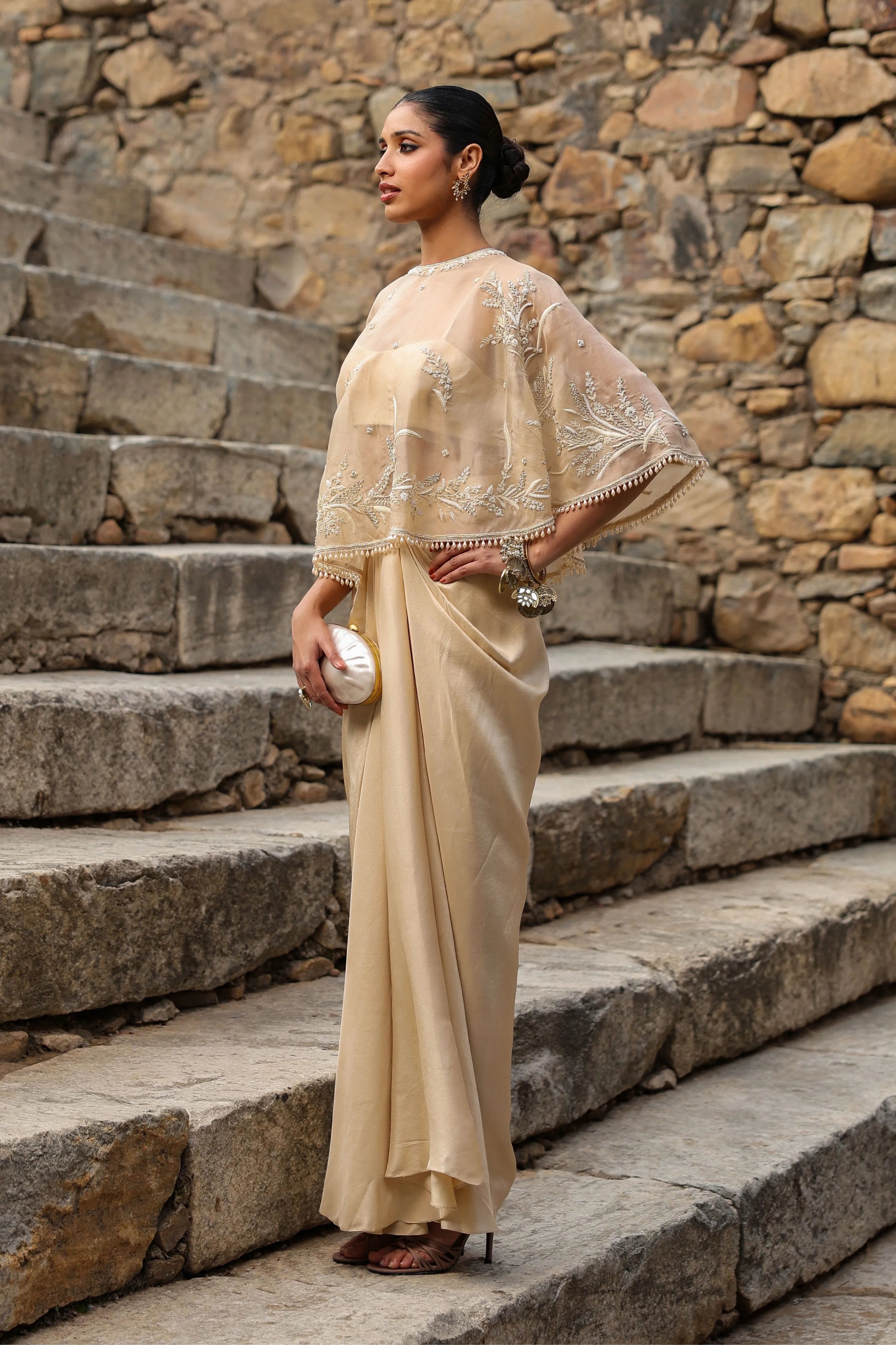 Vaayu Beige Cape Set