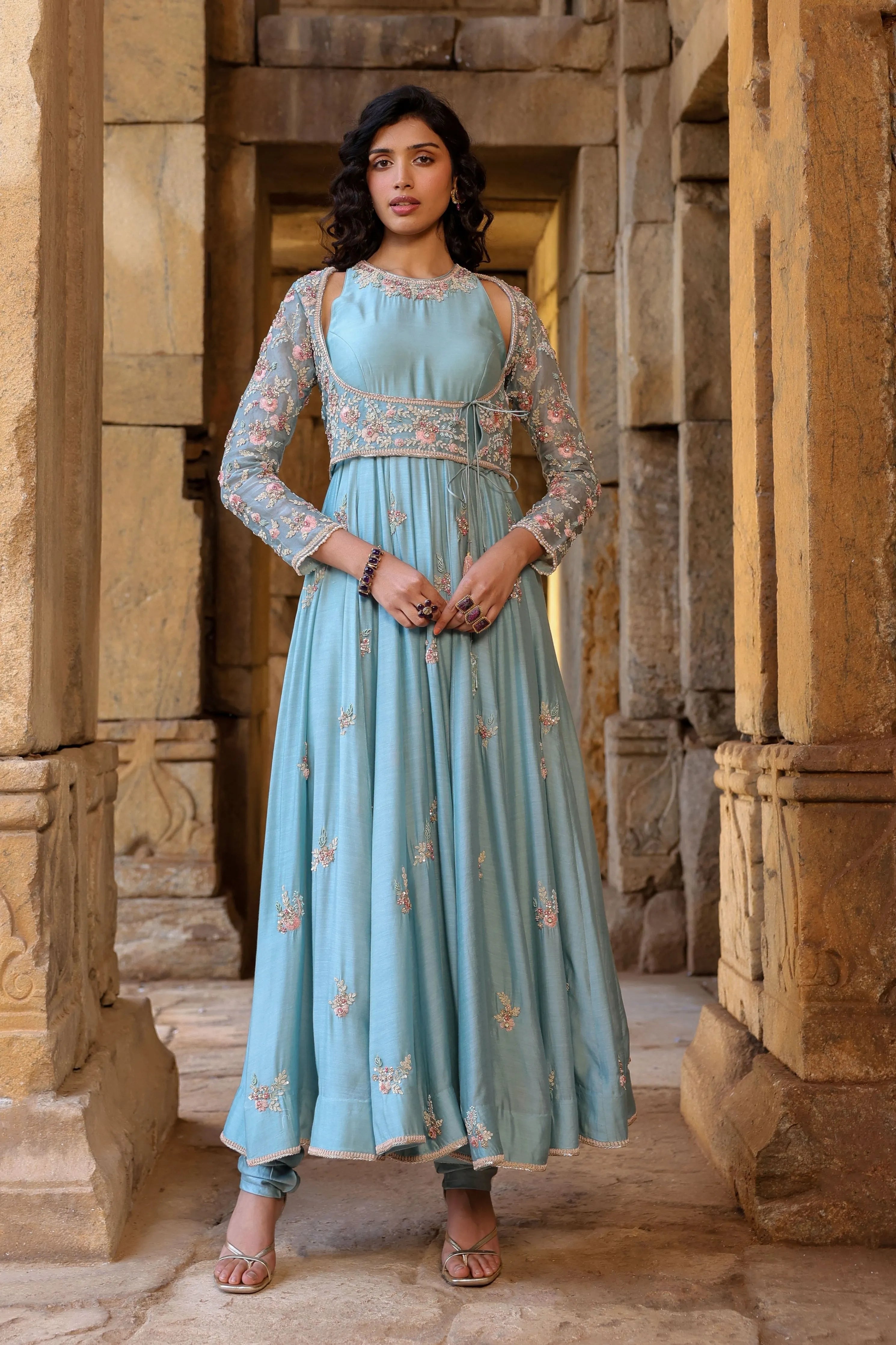 Vaayu Light Blue Heavy Koti Anarkali Set