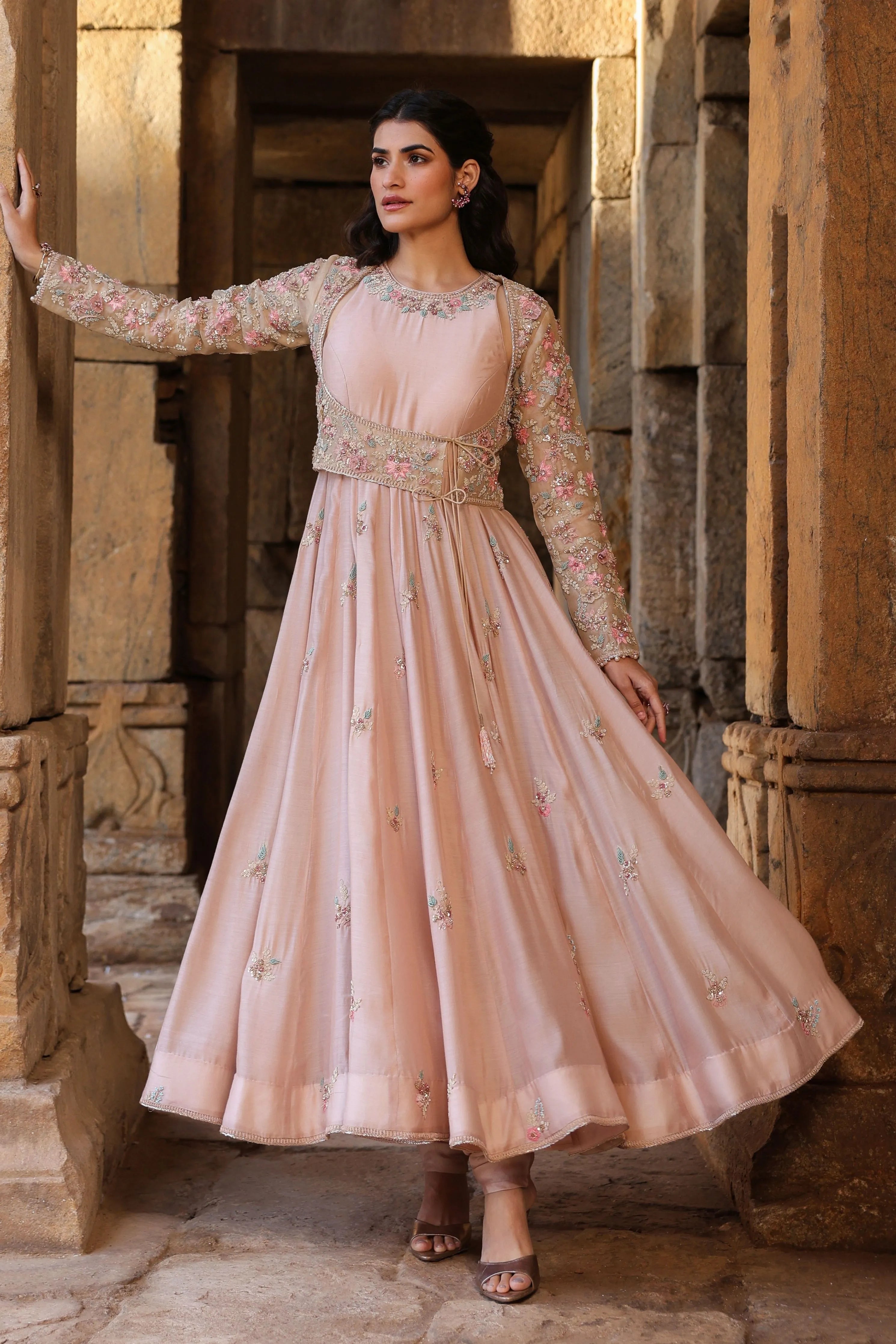 Vaayu Light Pink Heavy Koti Anarkali Set
