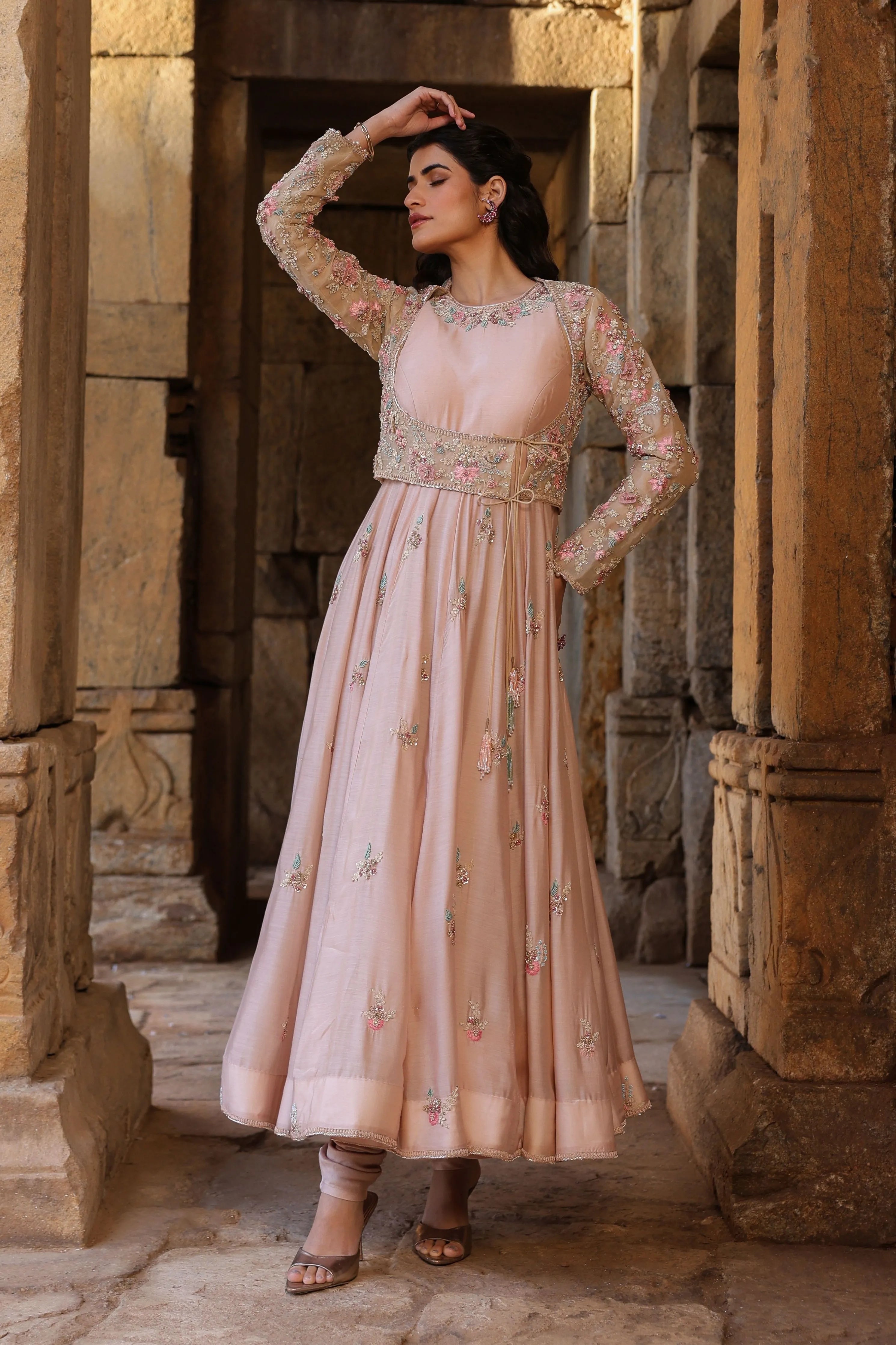 Vaayu Light Pink Heavy Koti Anarkali Set