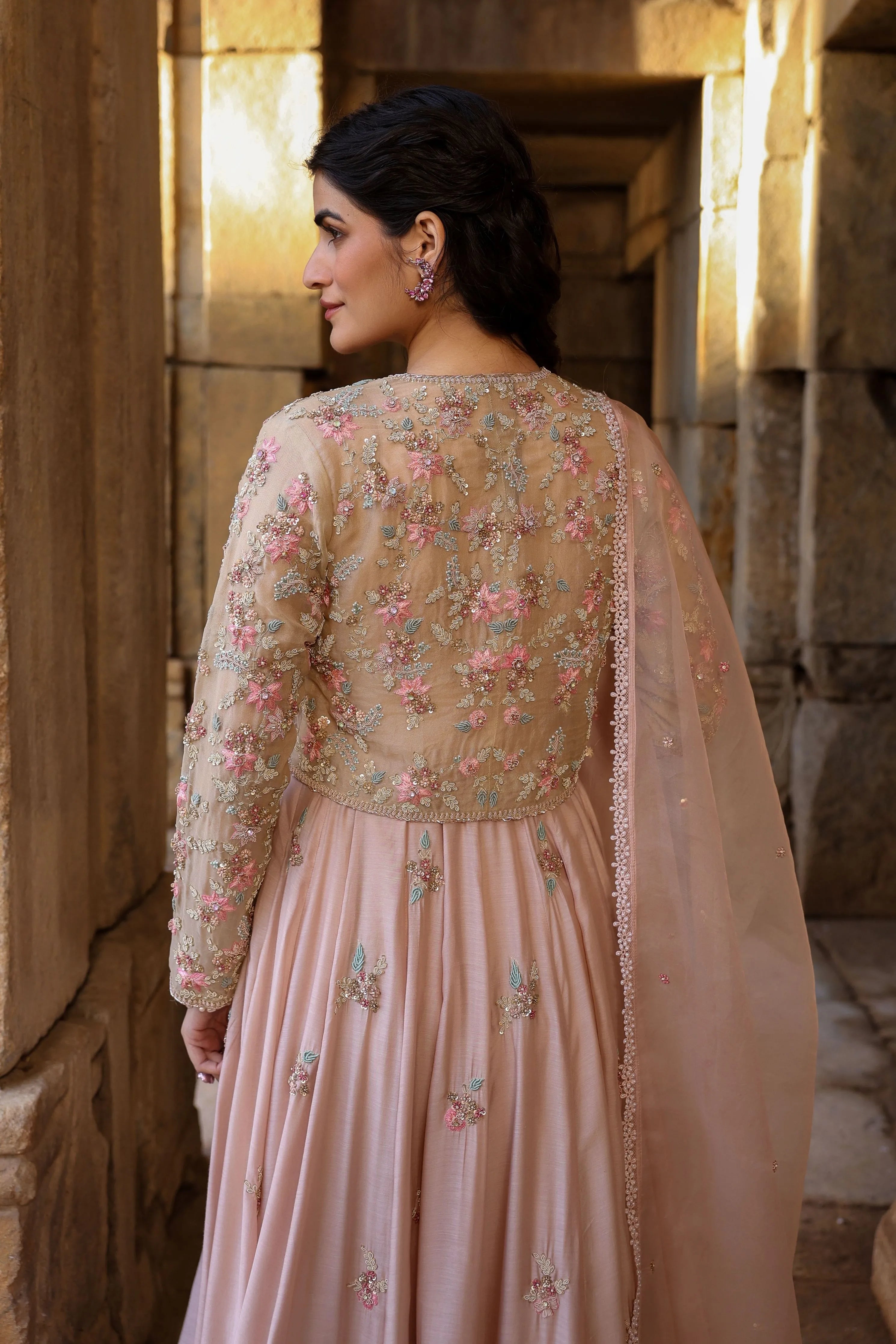 Vaayu Light Pink Heavy Koti Anarkali Set