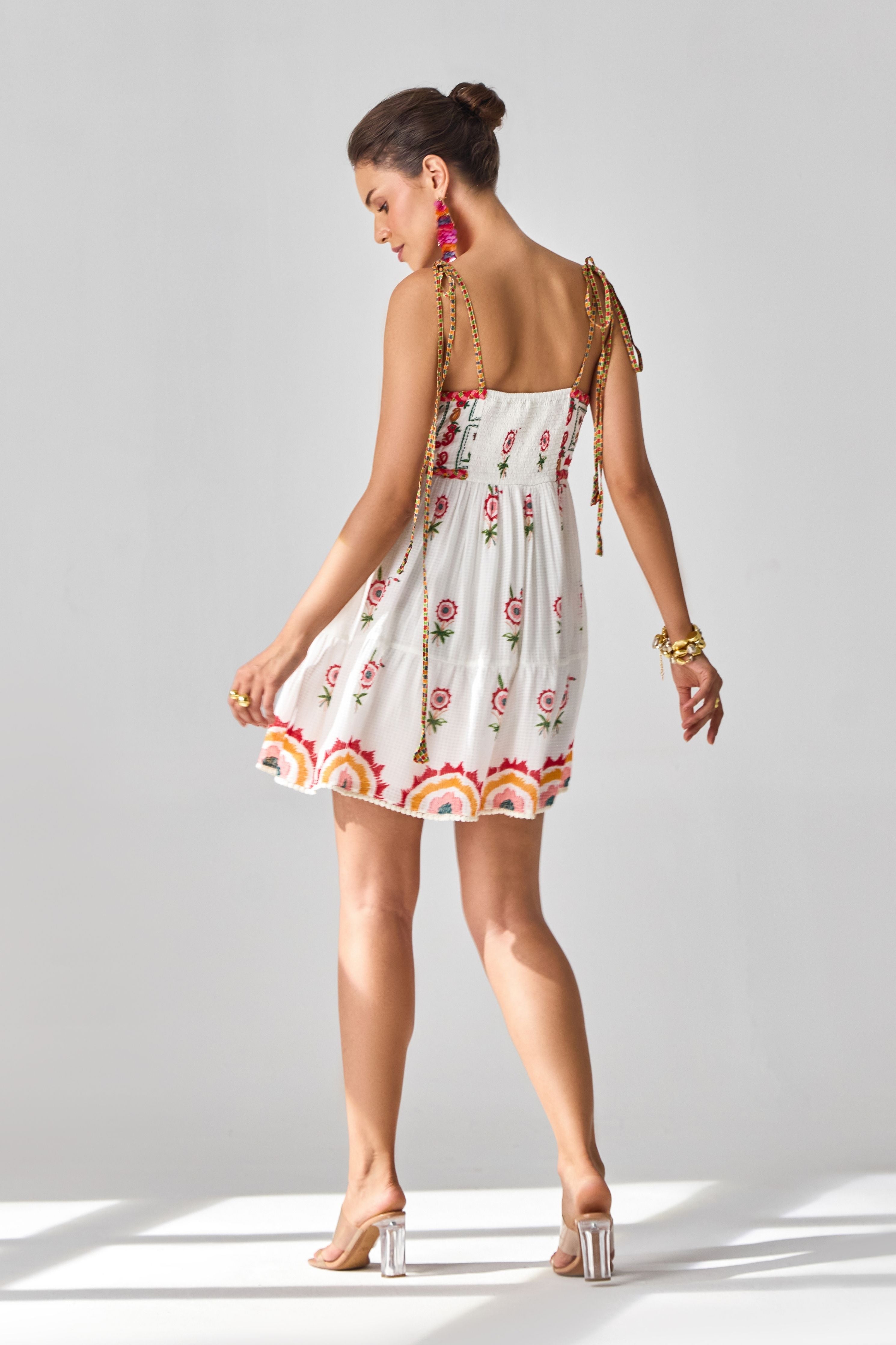 Tashi Embroidered Mini Dress