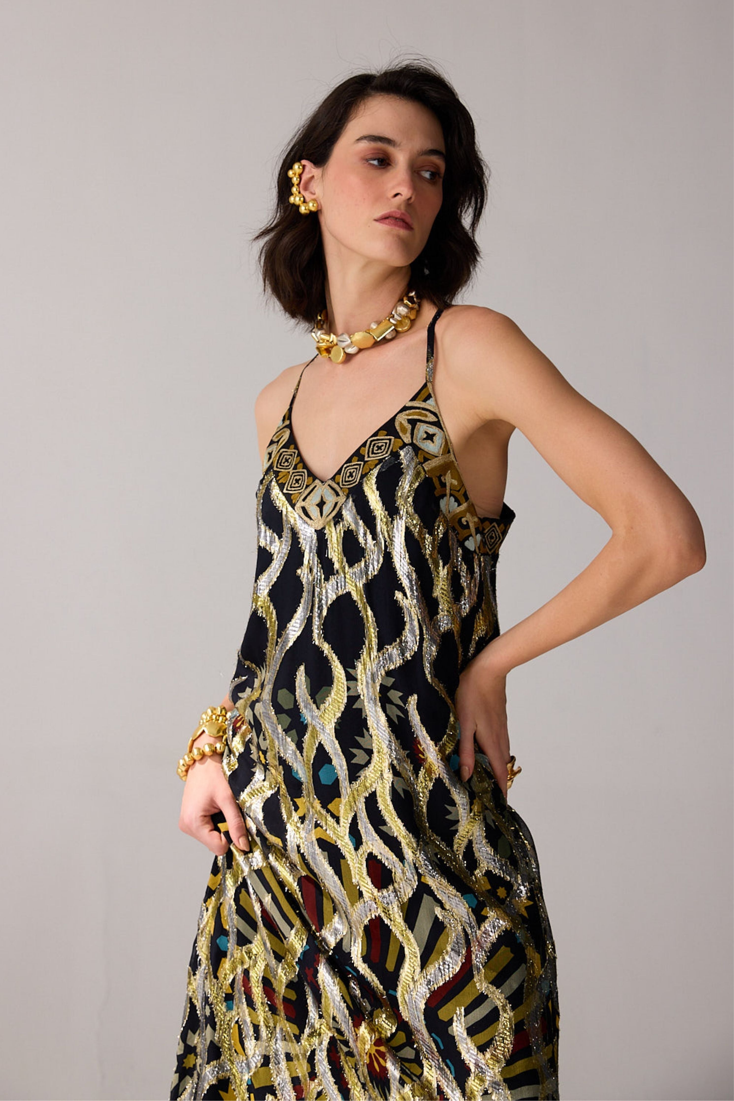 Romi Beaded Lurex Dress