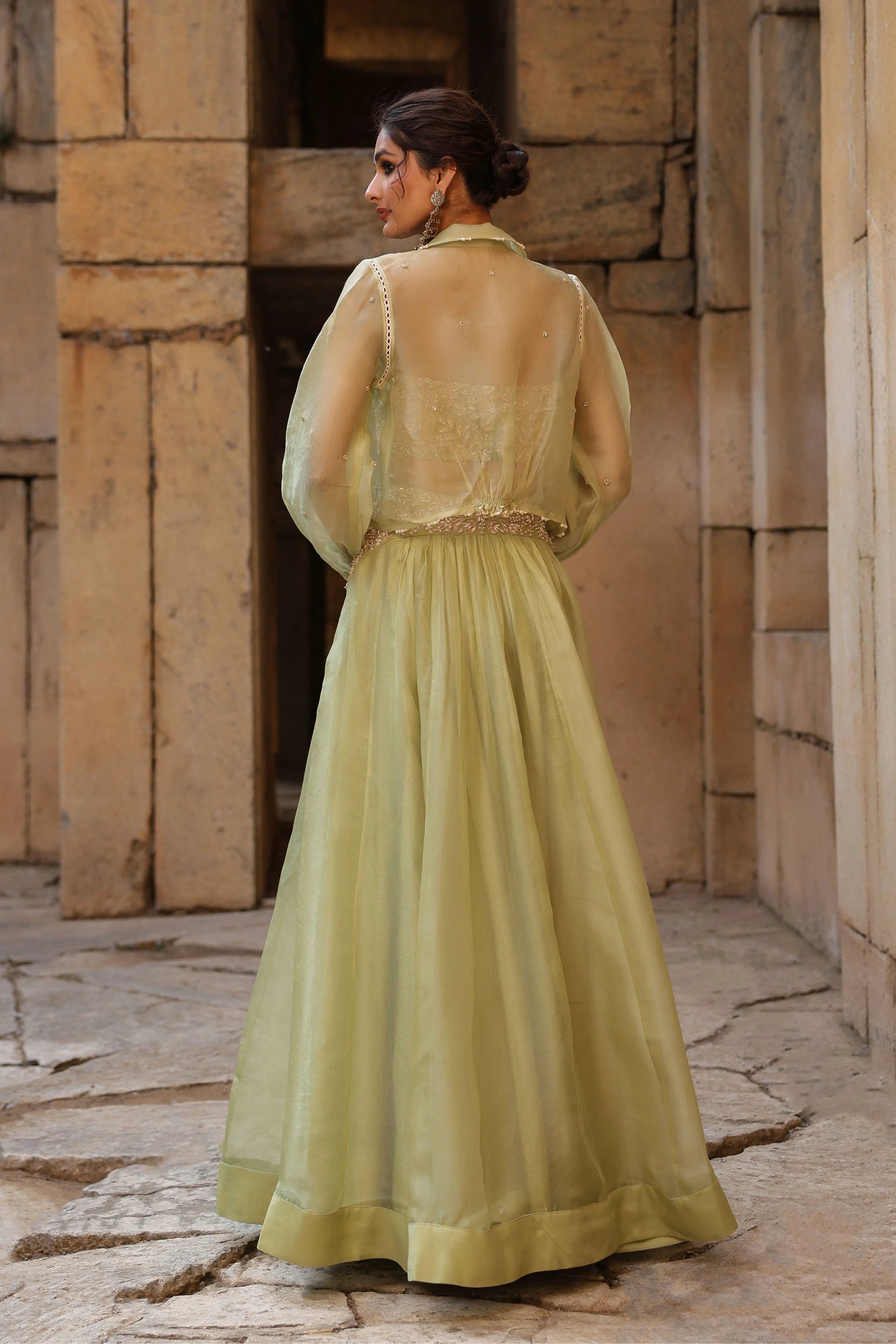 Vaayu Green Jacket Lehenga Set