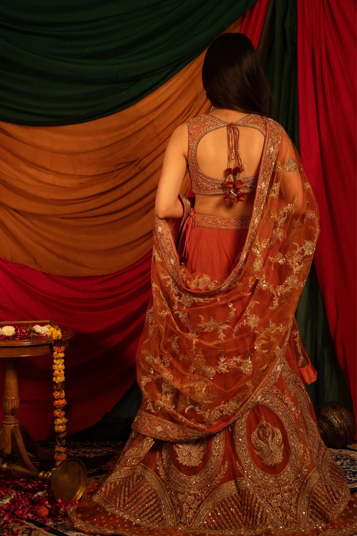 Kumkumi Kesariya Lehenga Set