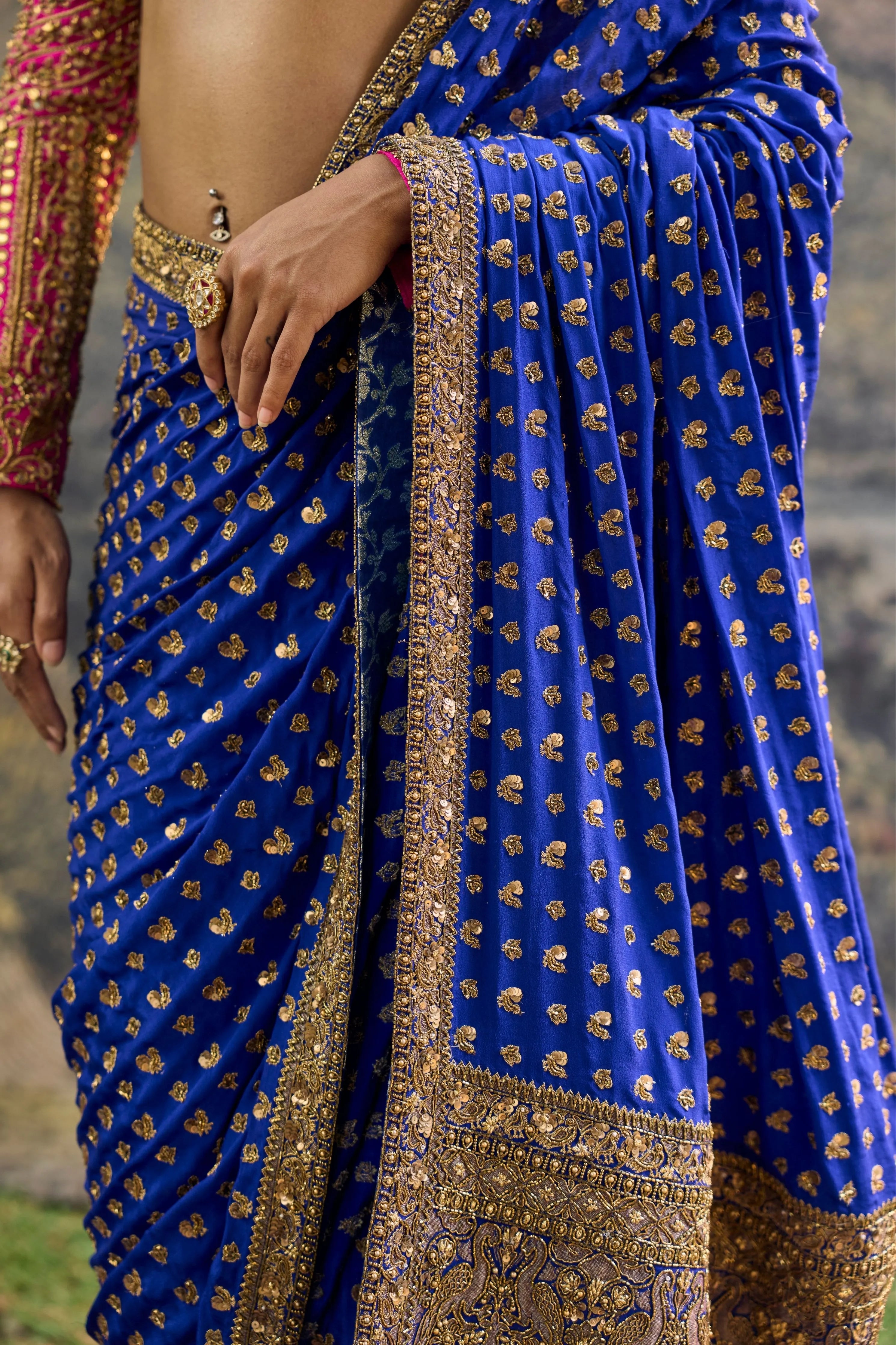 Neelpari Dabka Silk Saree Set
