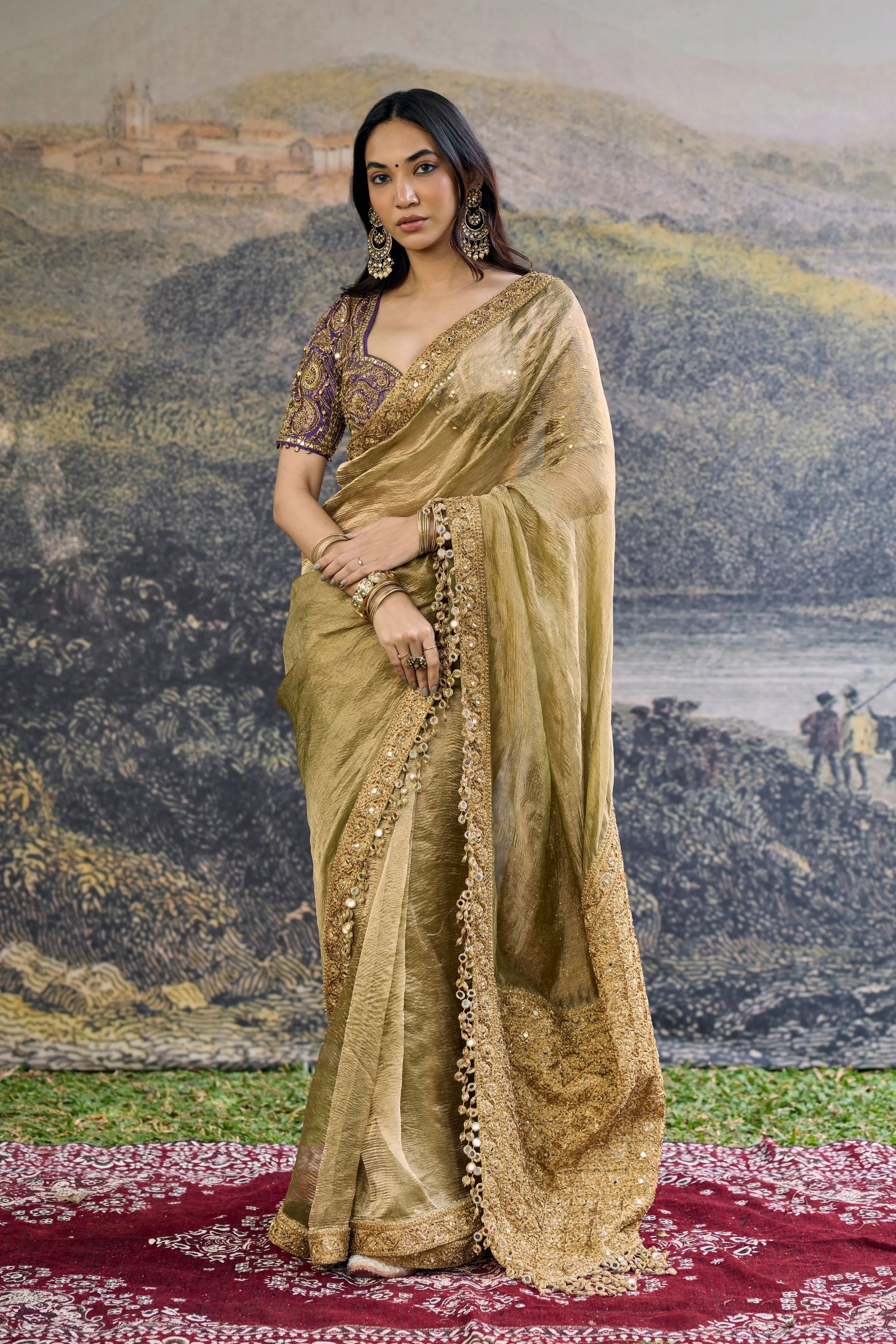 Zarvika Fusion Tissue Saree Set