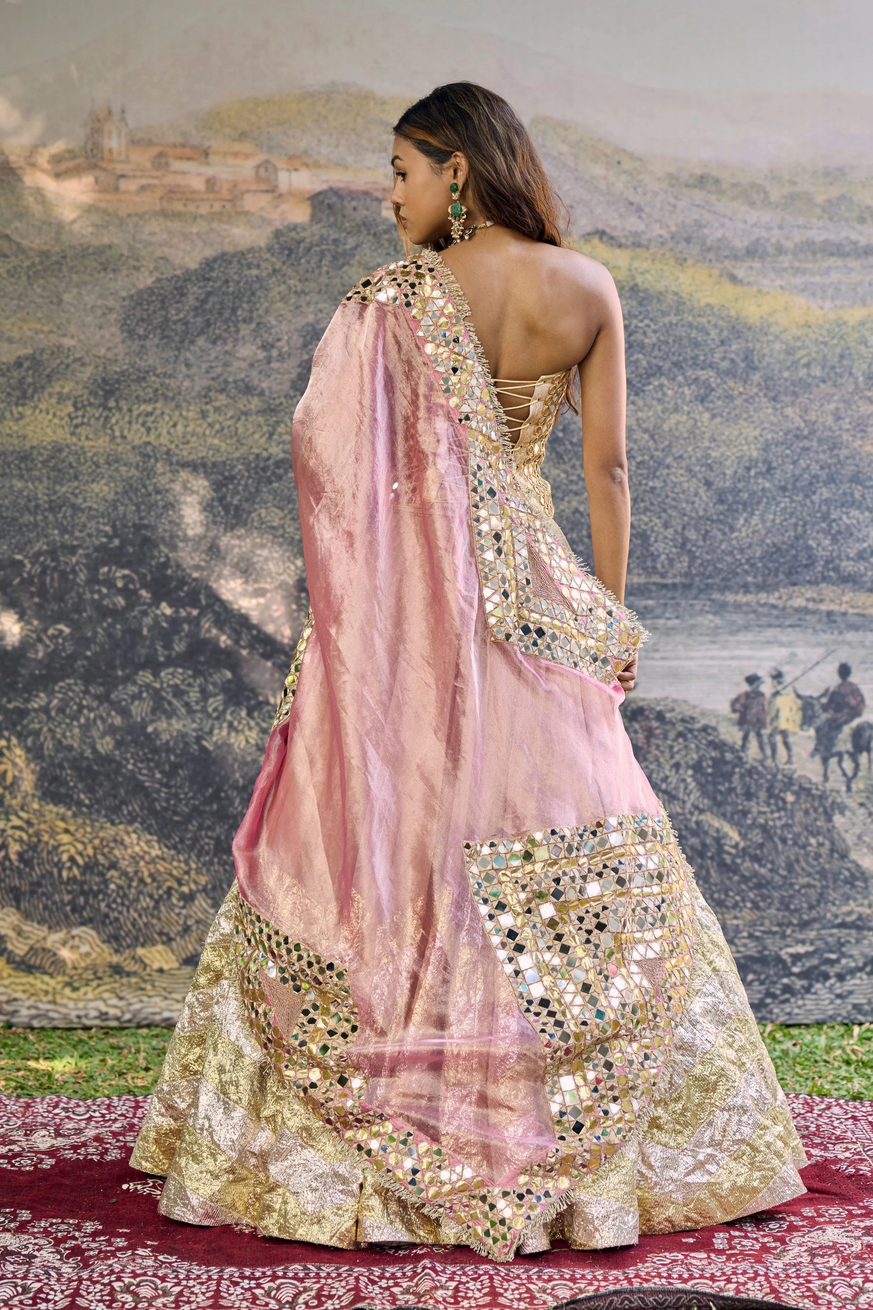 Sunehri Roshan Mirror Lehenga Set