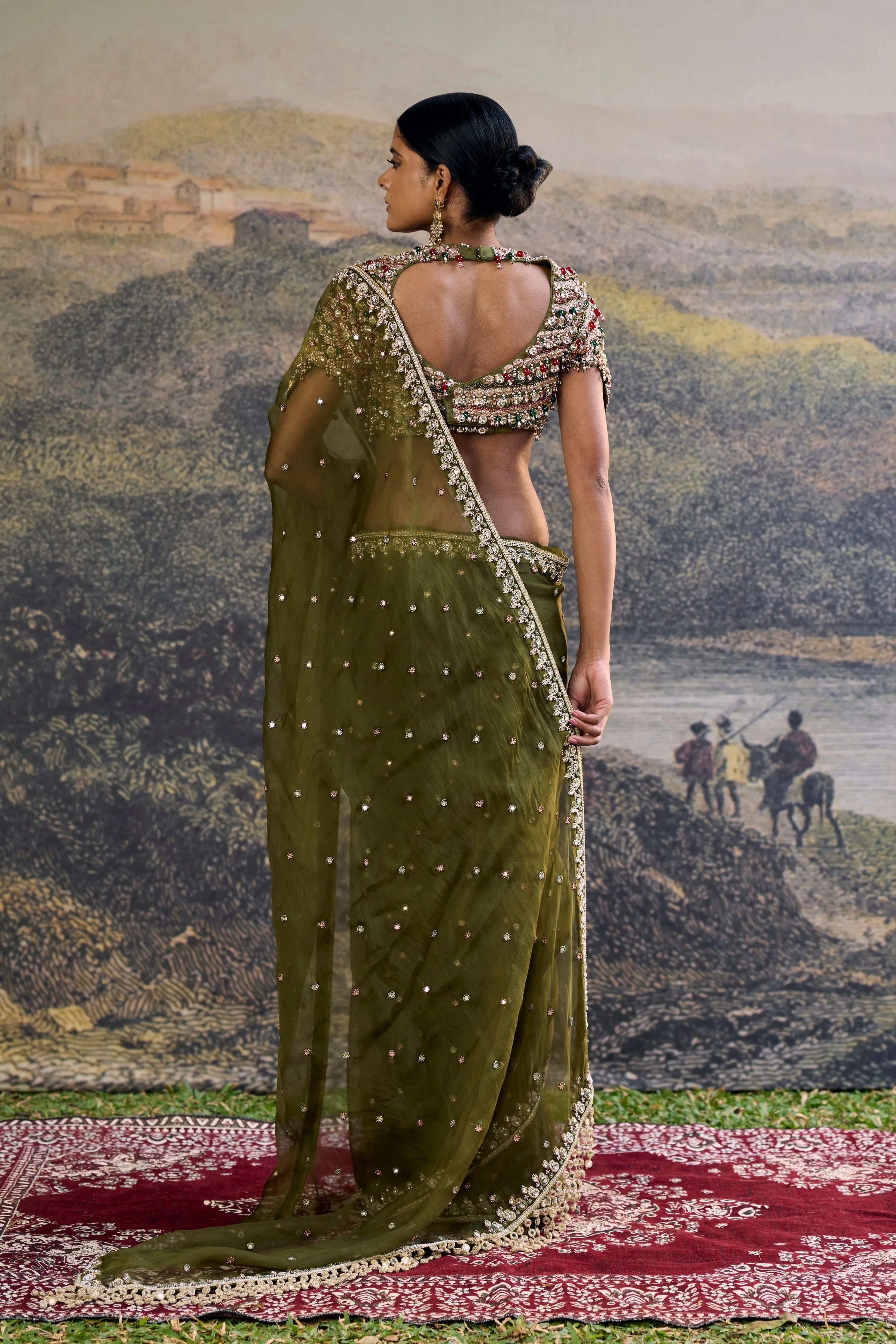 Zoya Jewel Organza Saree Set