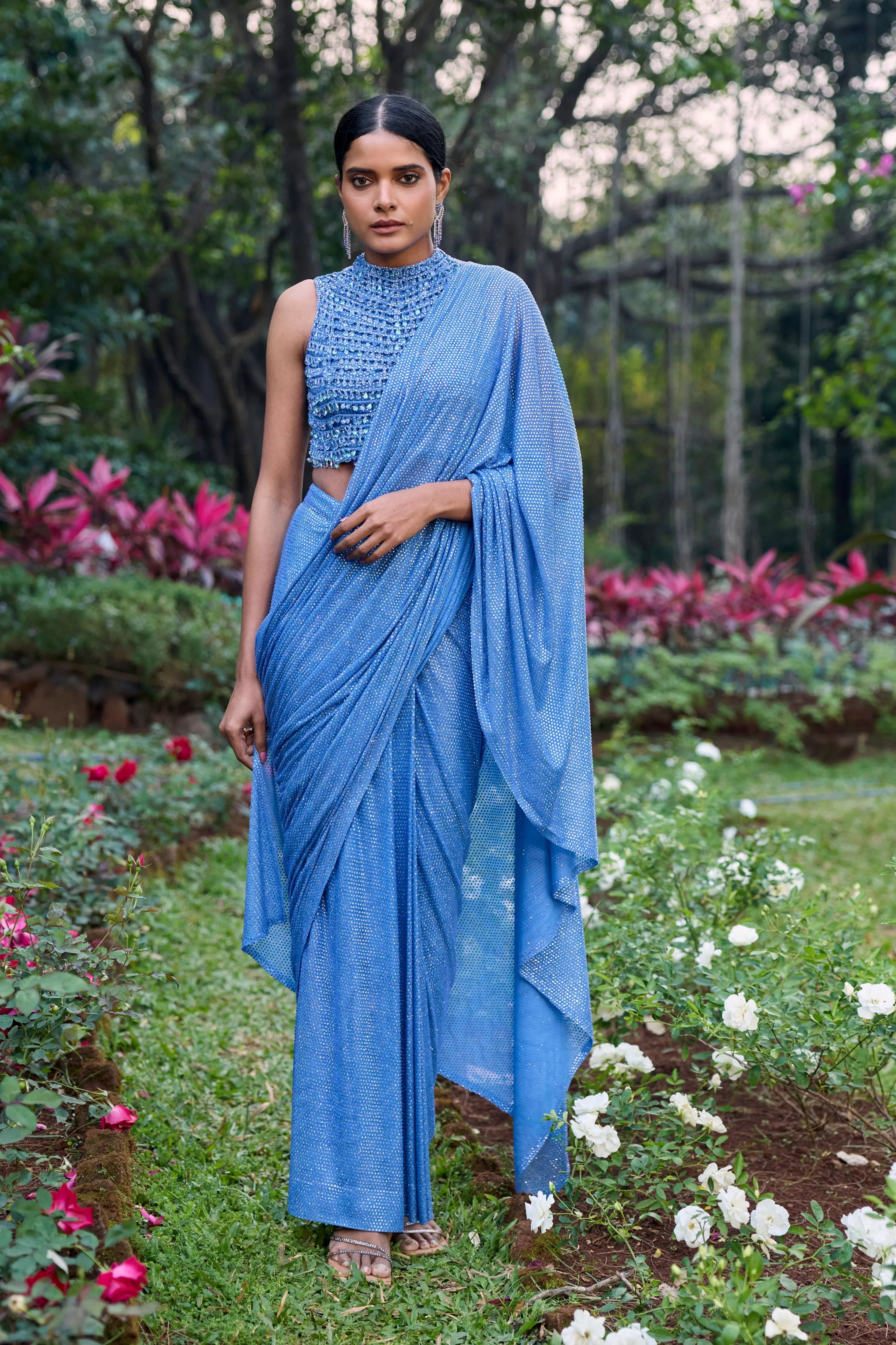 Neel Tara Crystal Saree Set