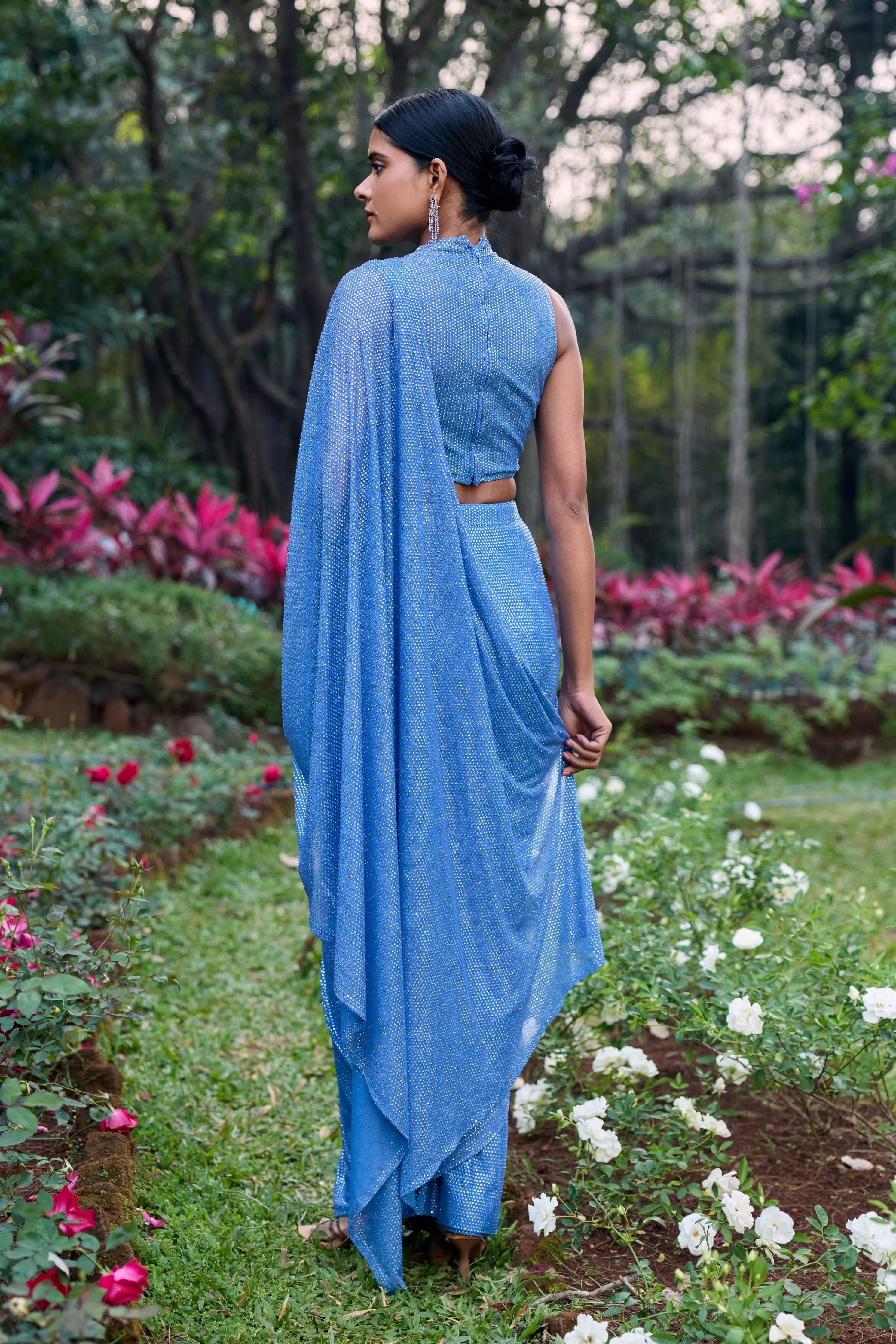 Neel Tara Crystal Saree Set