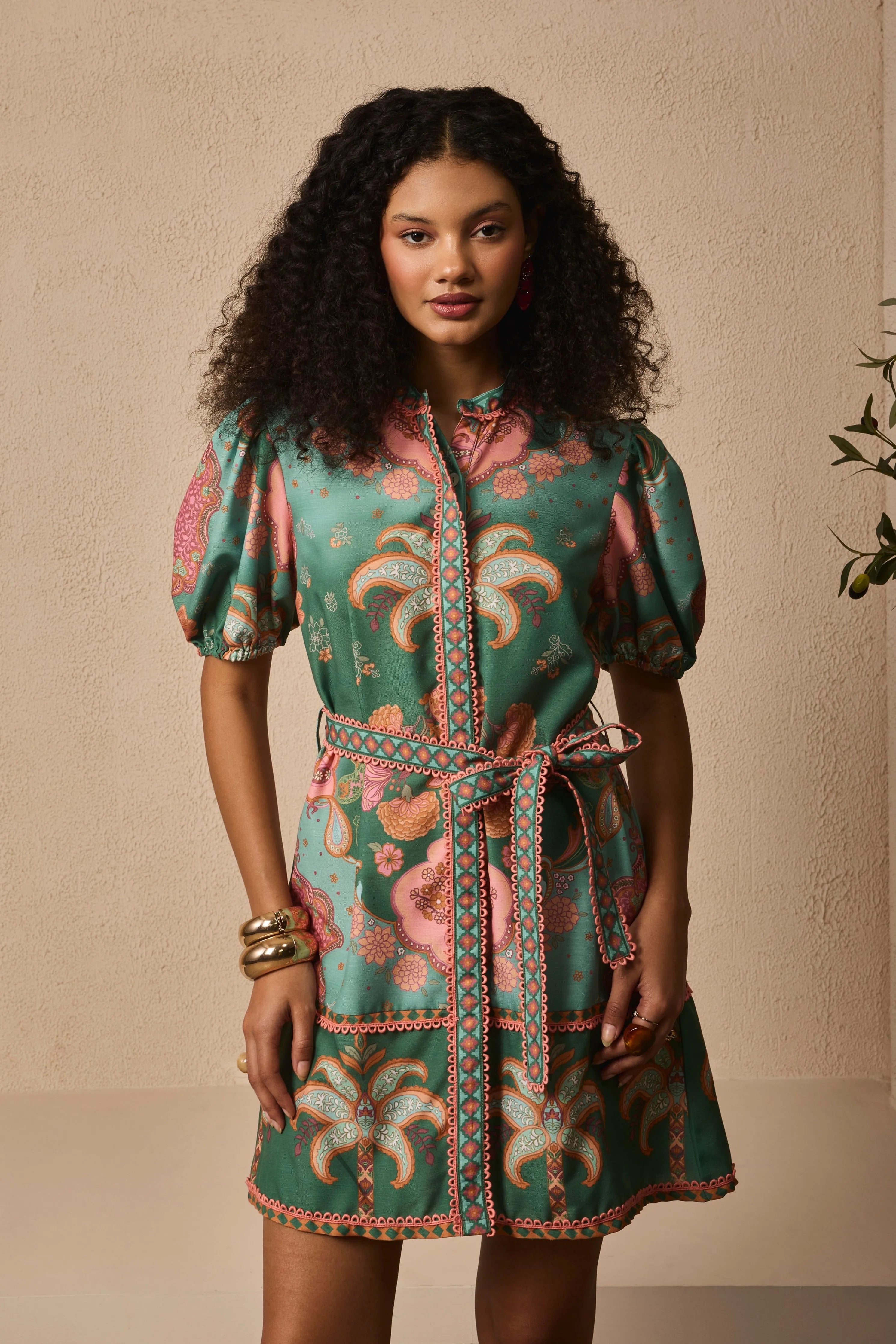 Olive Rosette Dress