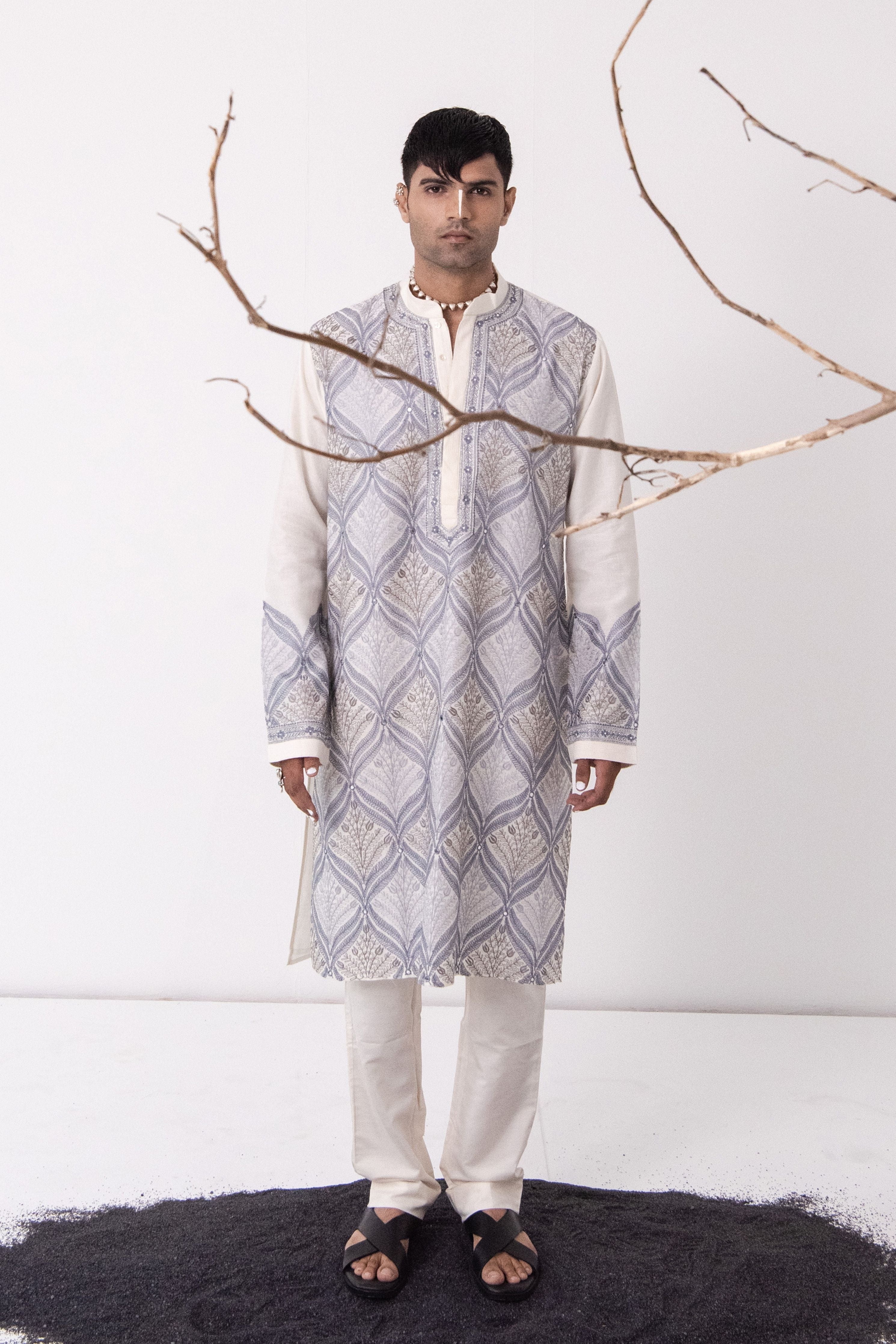 Ivory Ogee Ombre Kurta Set