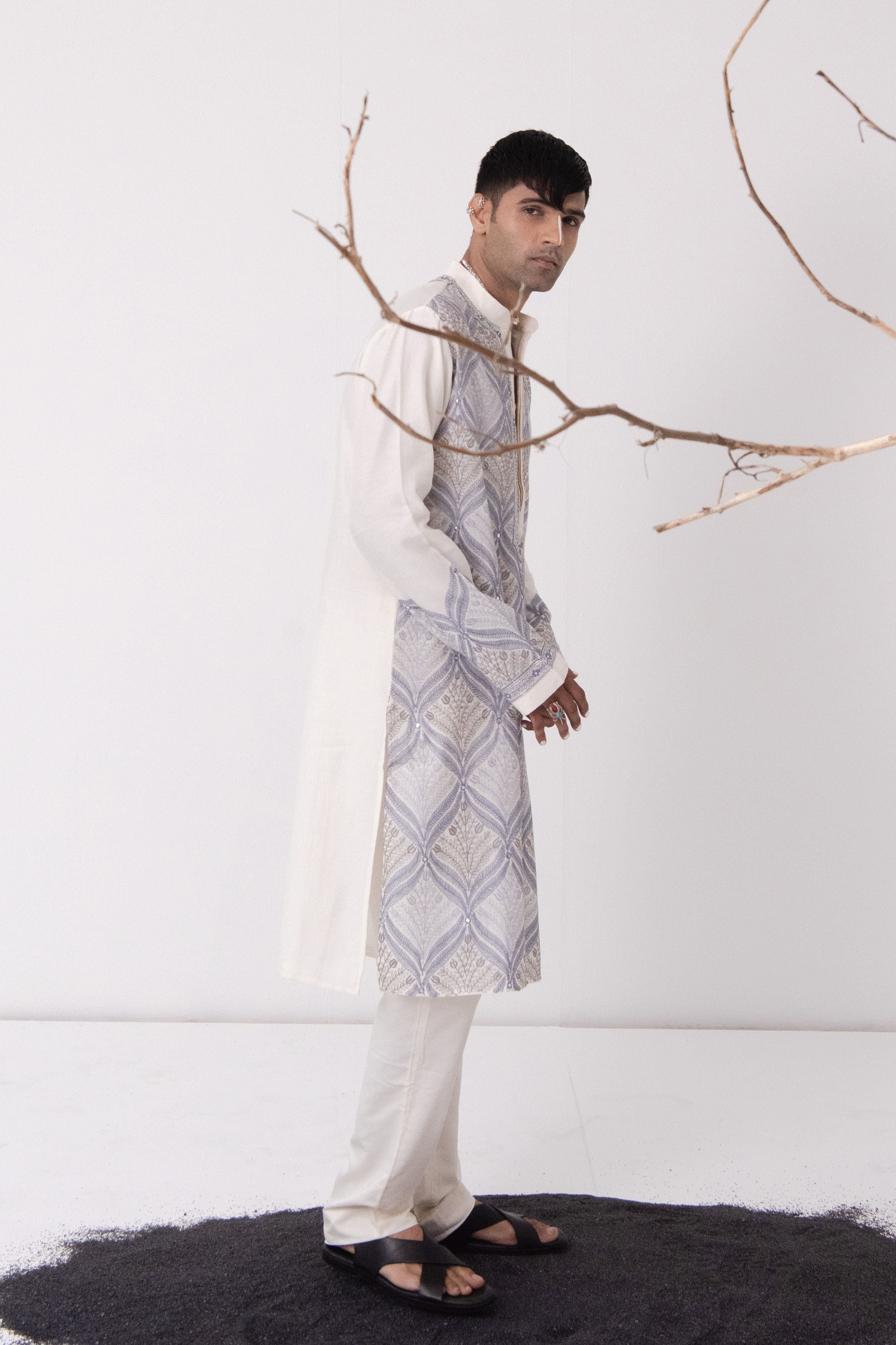 Ivory Ogee Ombre Kurta Set