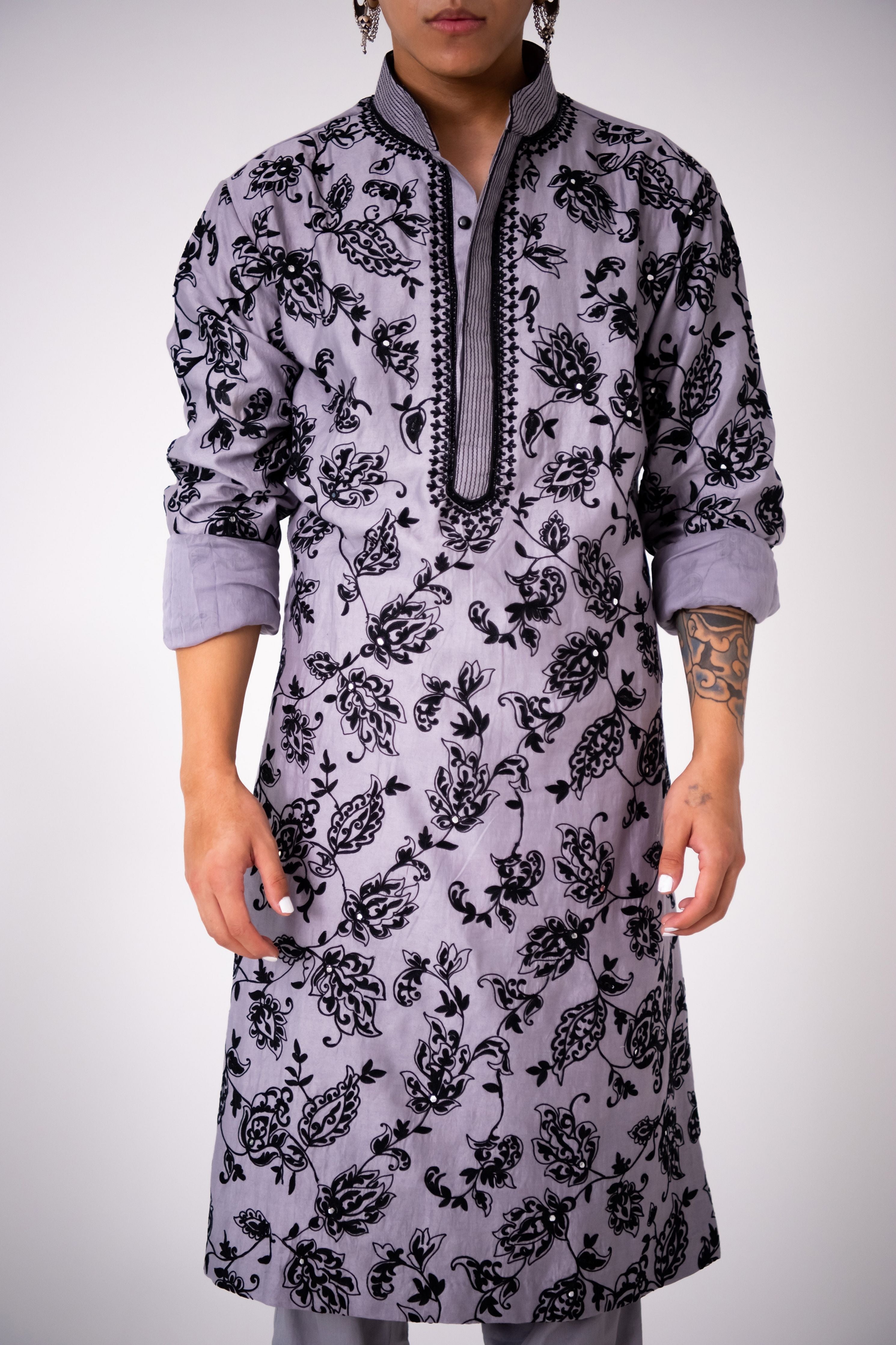 Grey Wild Jacobean Kurta Set