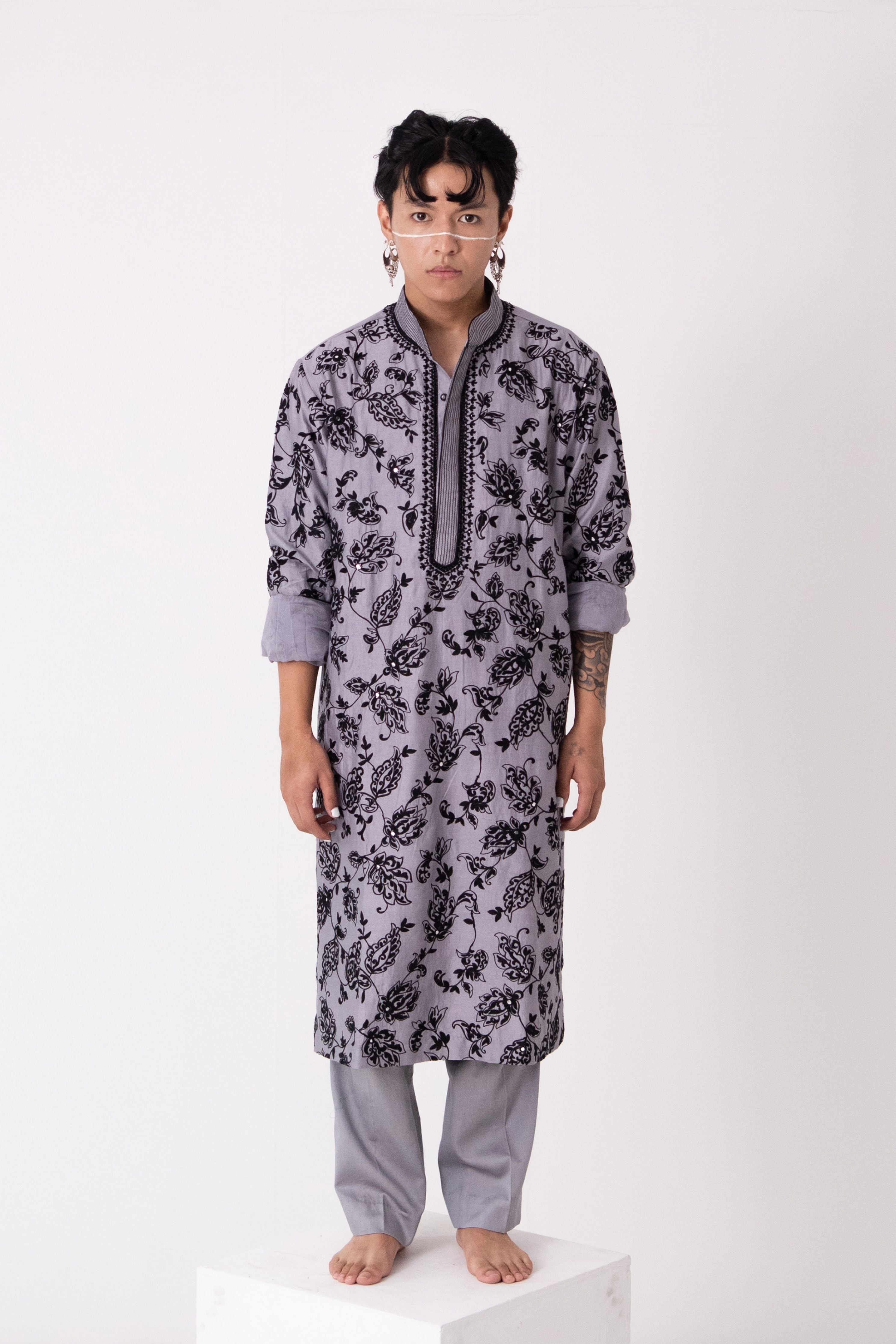Grey Wild Jacobean Kurta Set