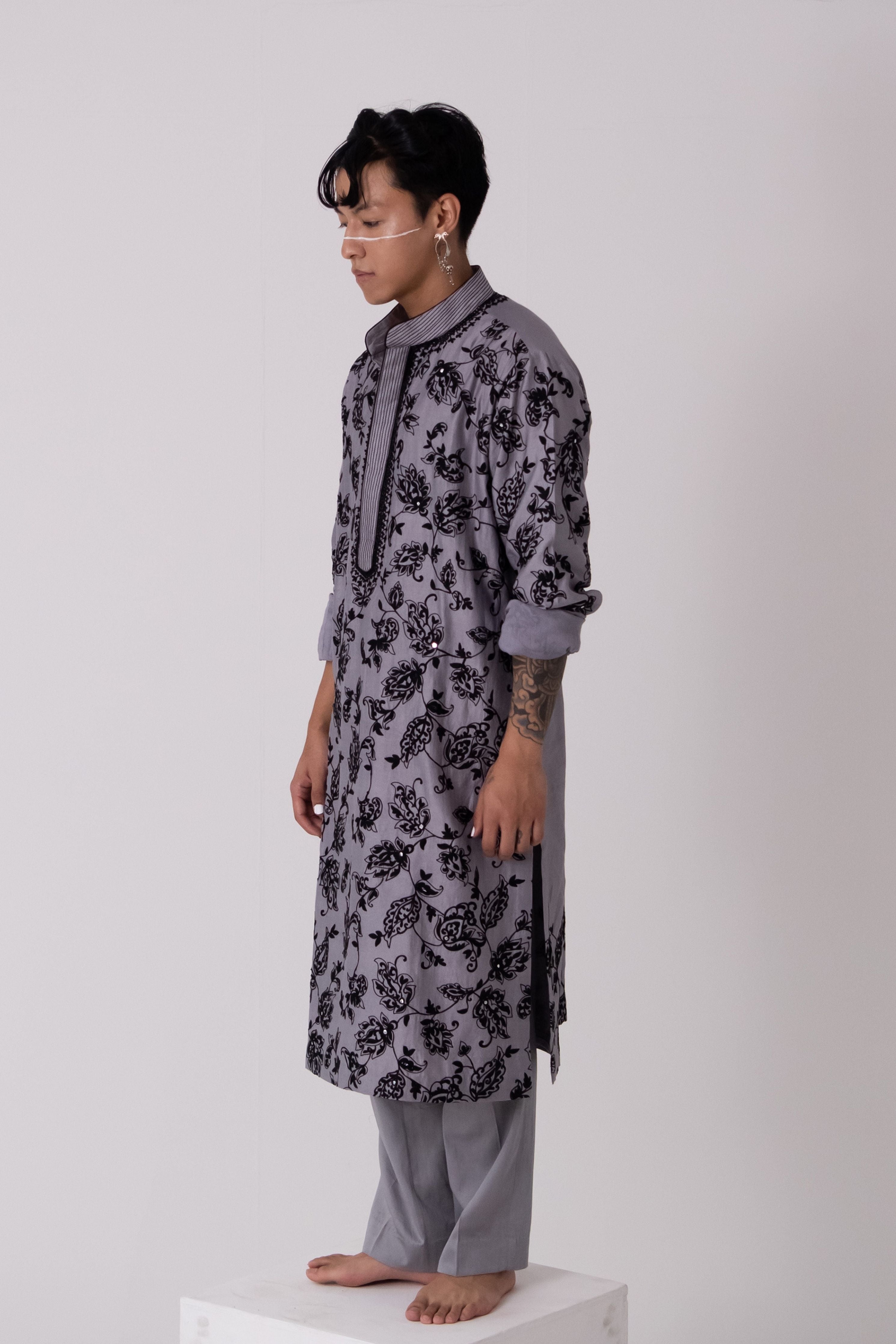 Grey Wild Jacobean Kurta Set