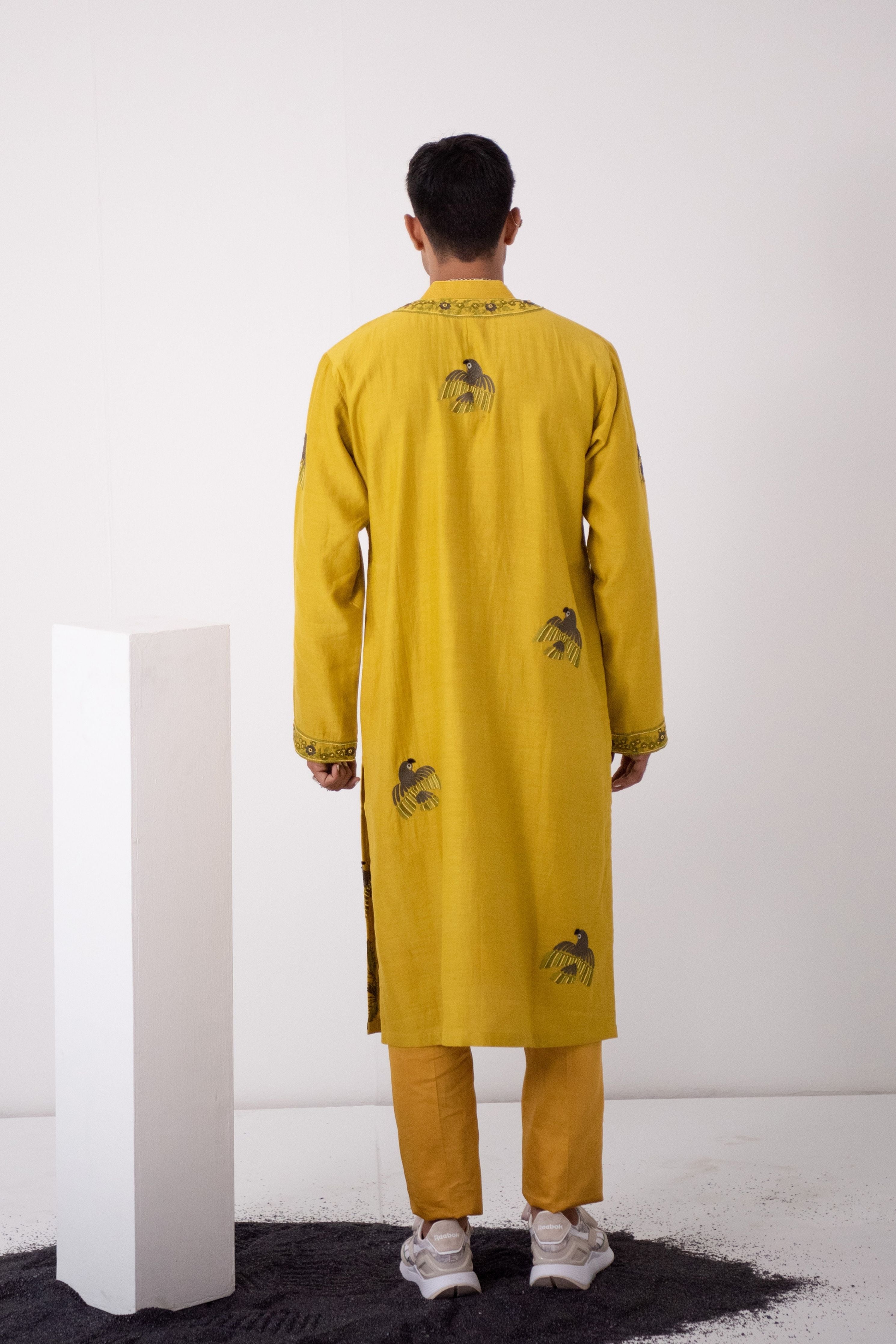 Rohit Saraf In Mustard Flock Parrot Kurta Set