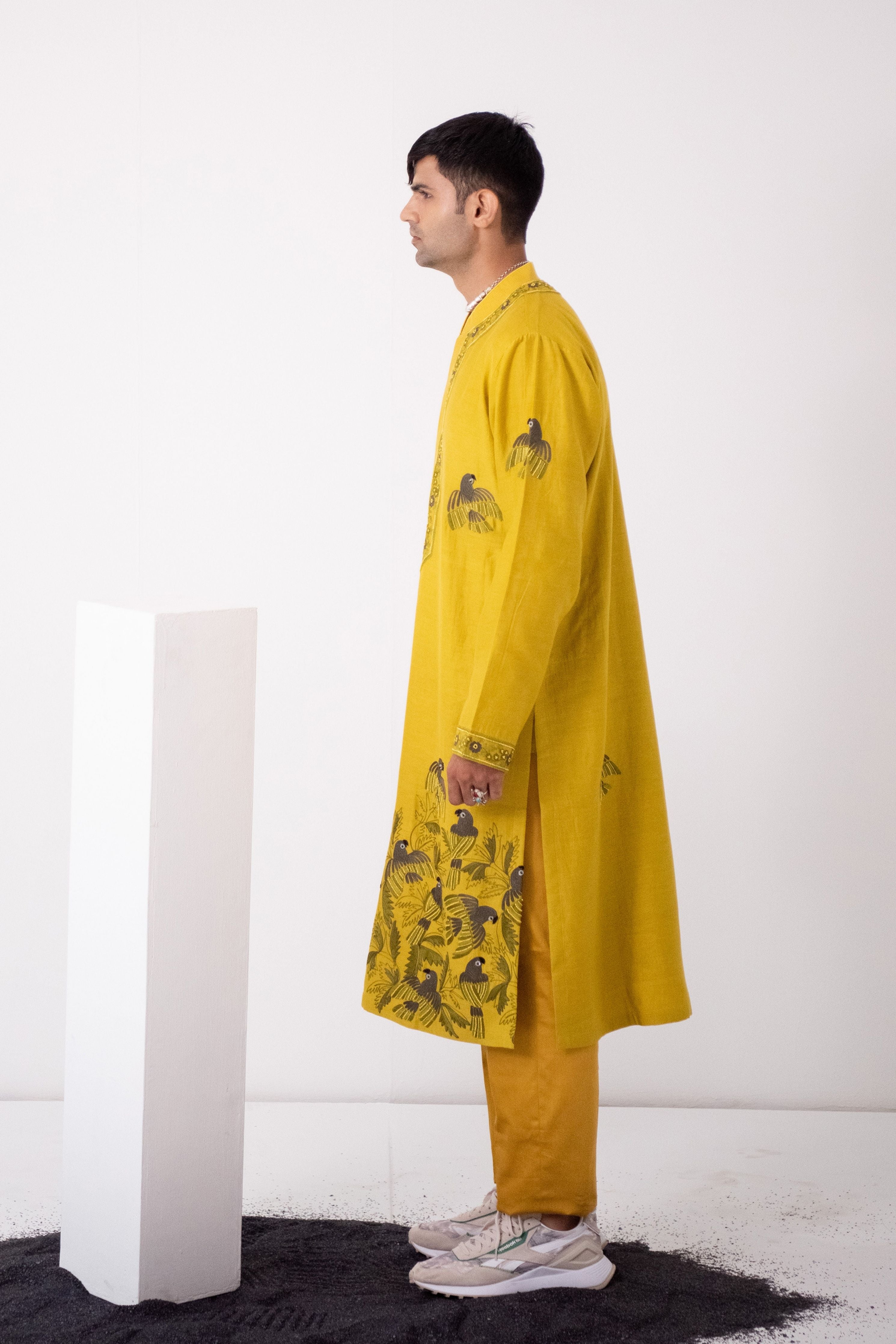 Rohit Saraf In Mustard Flock Parrot Kurta Set