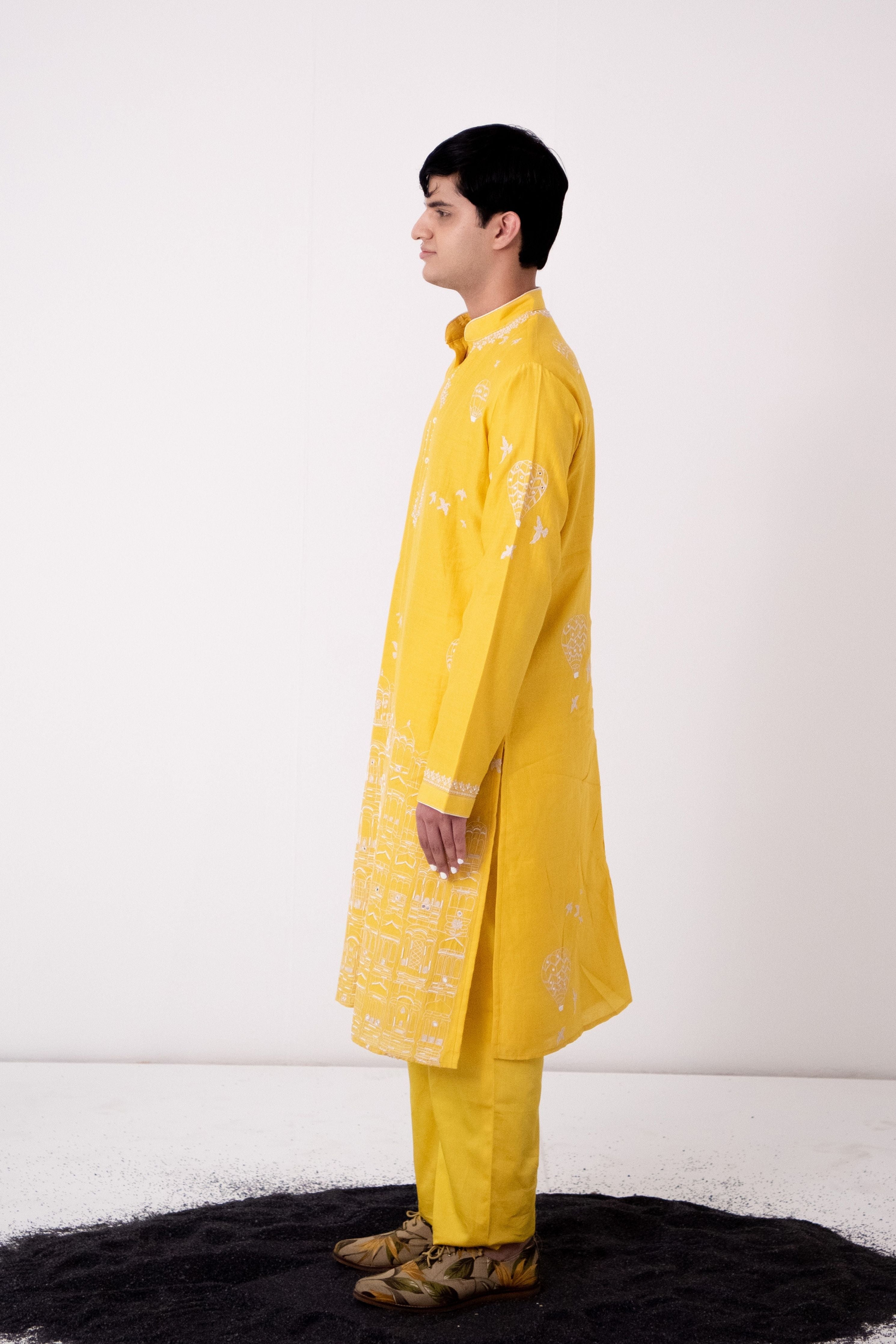 Yellow Jaipur Palace Kurta Set