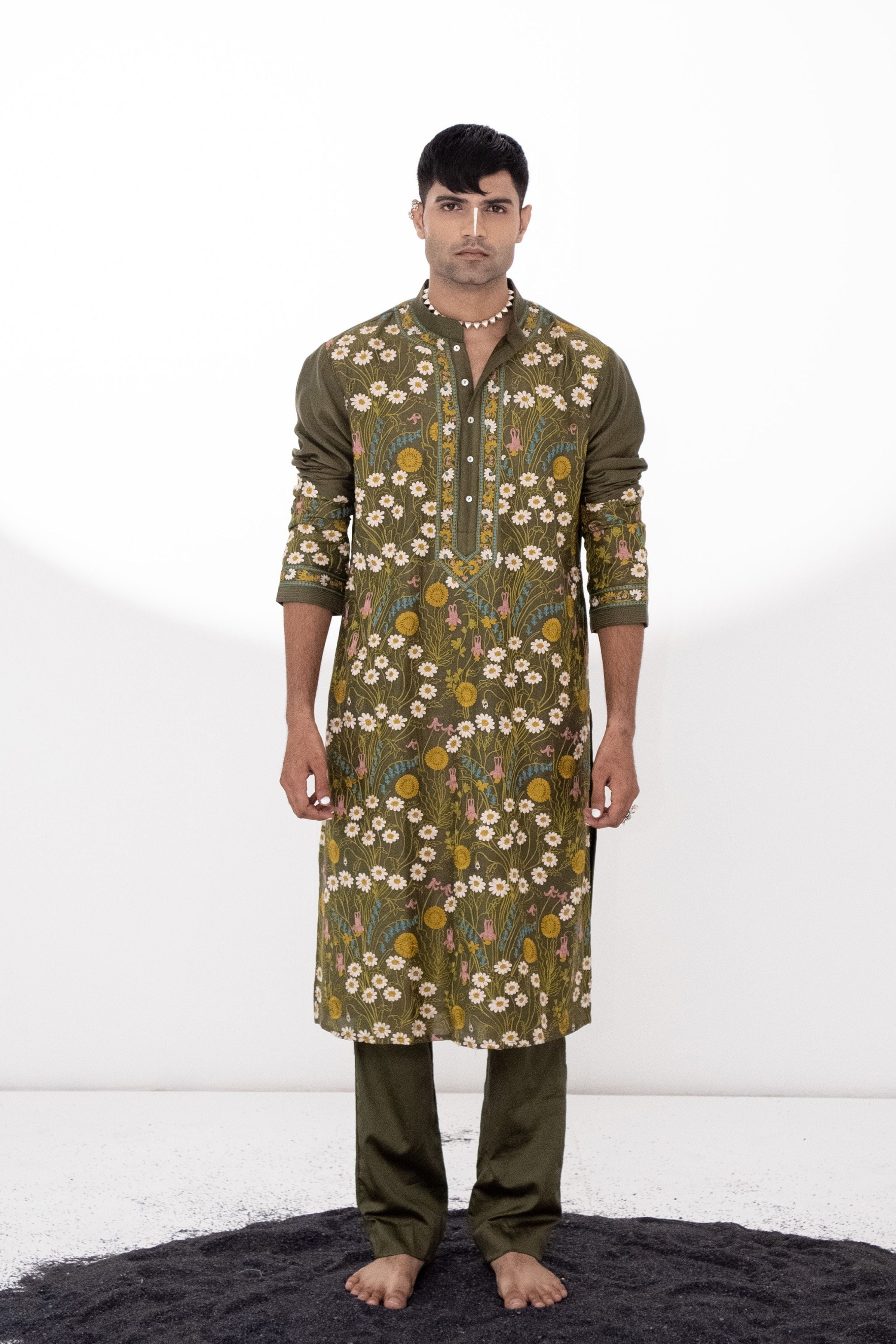 Darshan Raval In Olive Garden Kurta Set