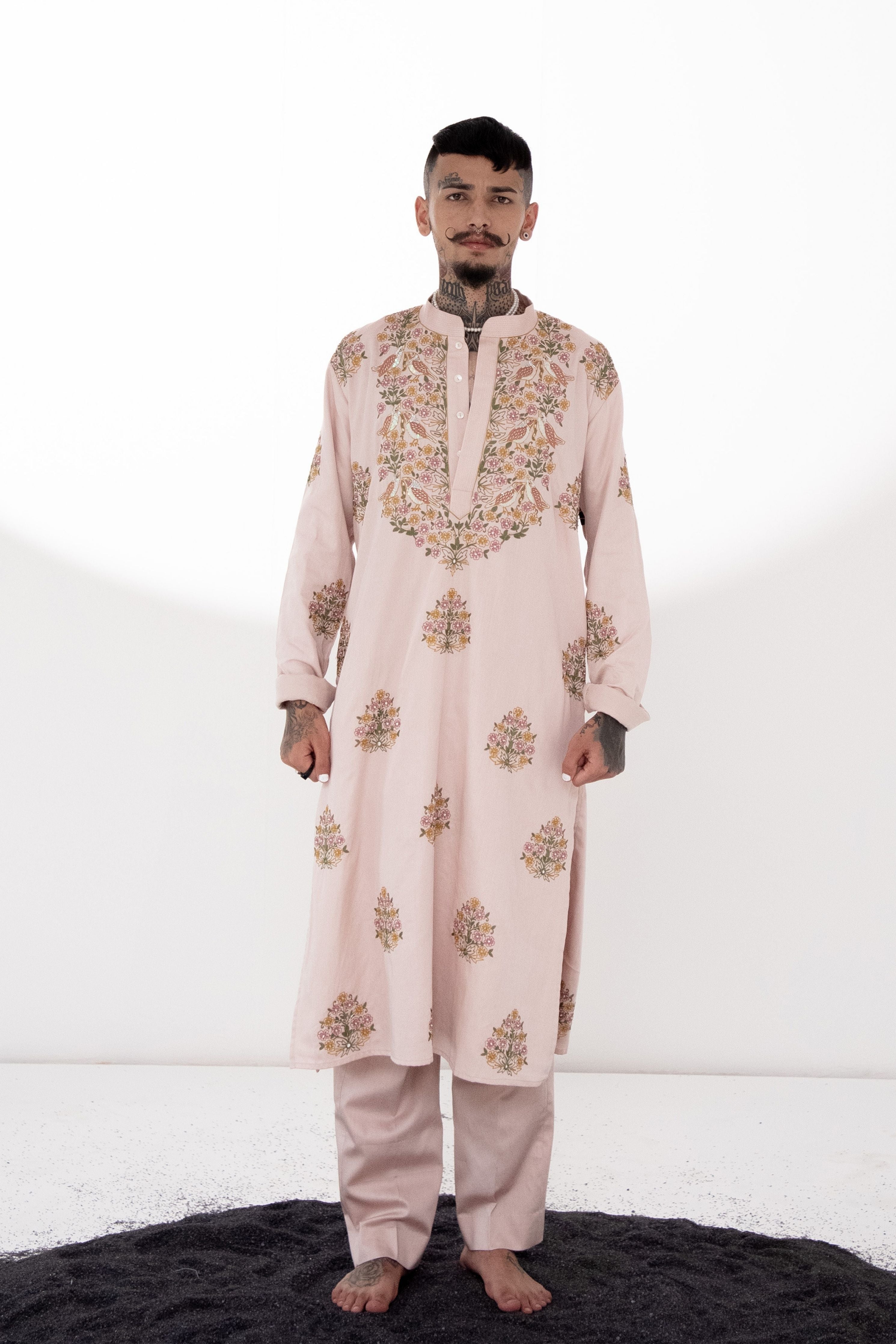 Almond Two Little Birds Kurta Set