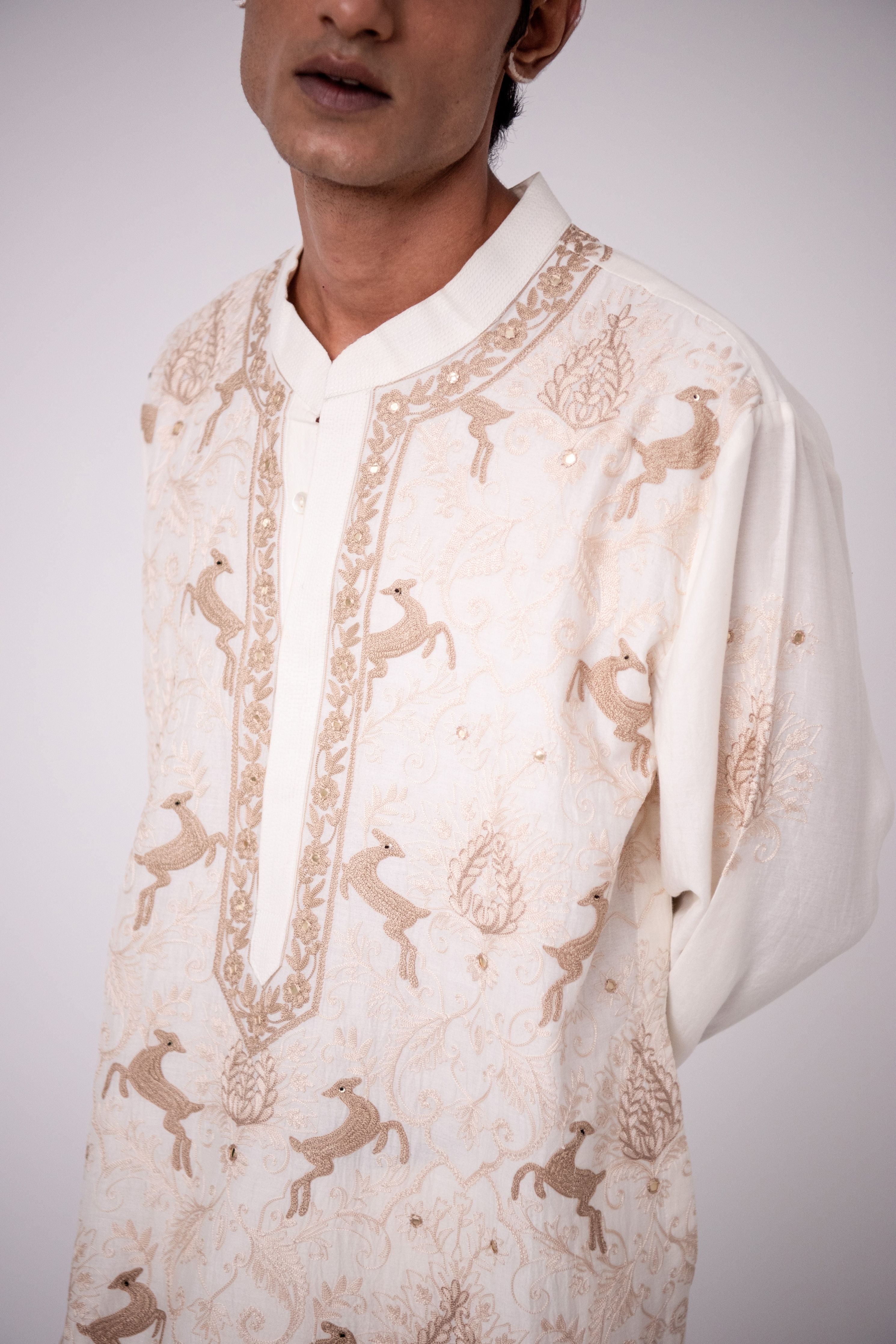 Ivory Dancing Deer Kurta Set