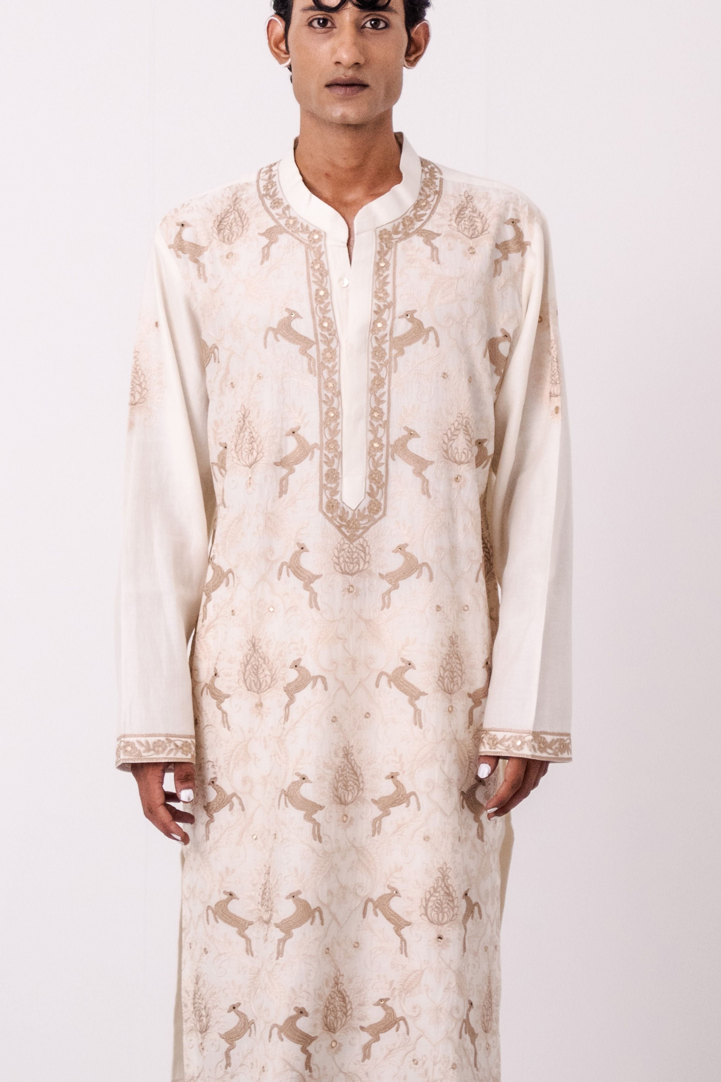 Ivory Dancing Deer Kurta Set