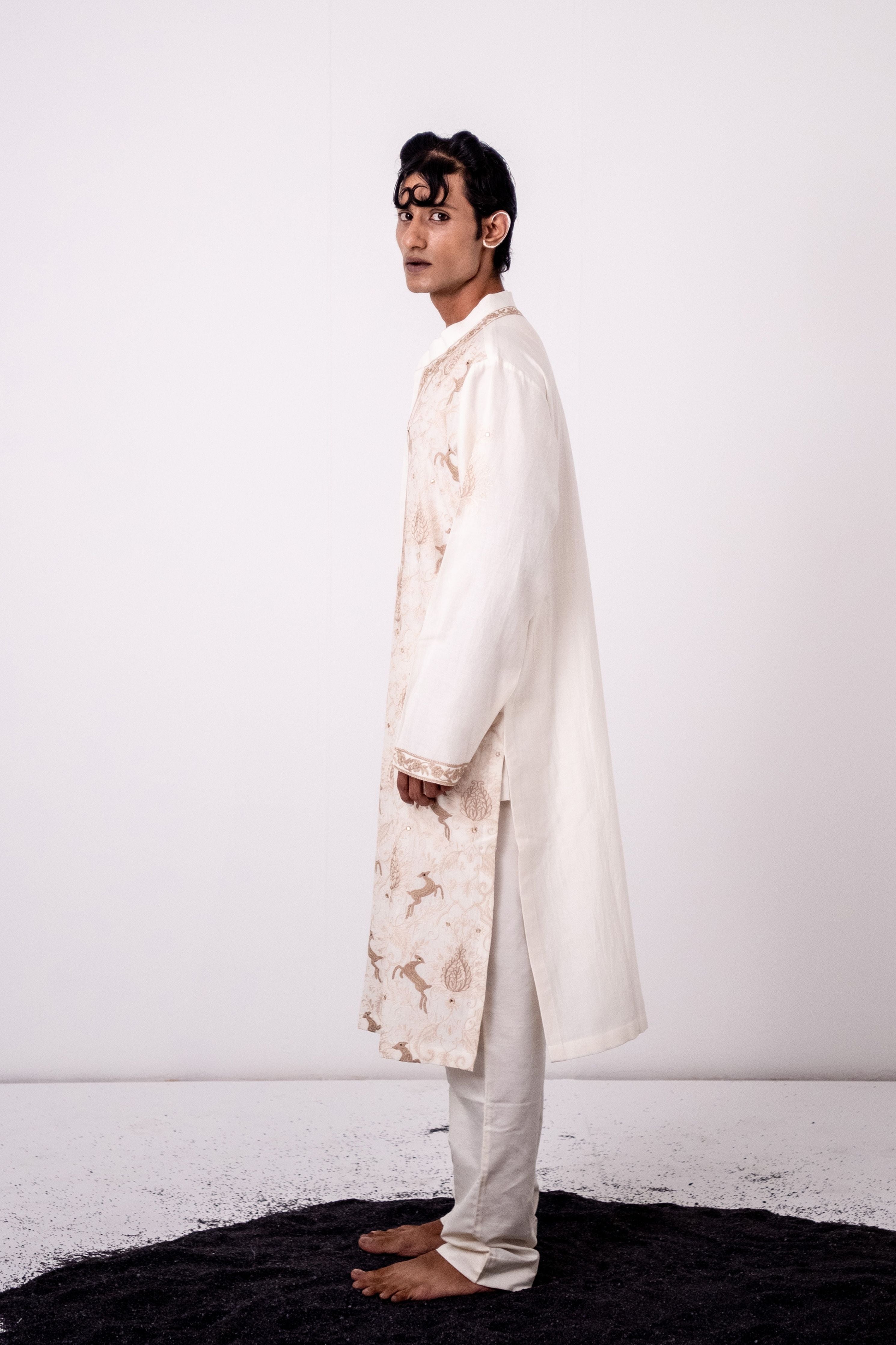 Ivory Dancing Deer Kurta Set