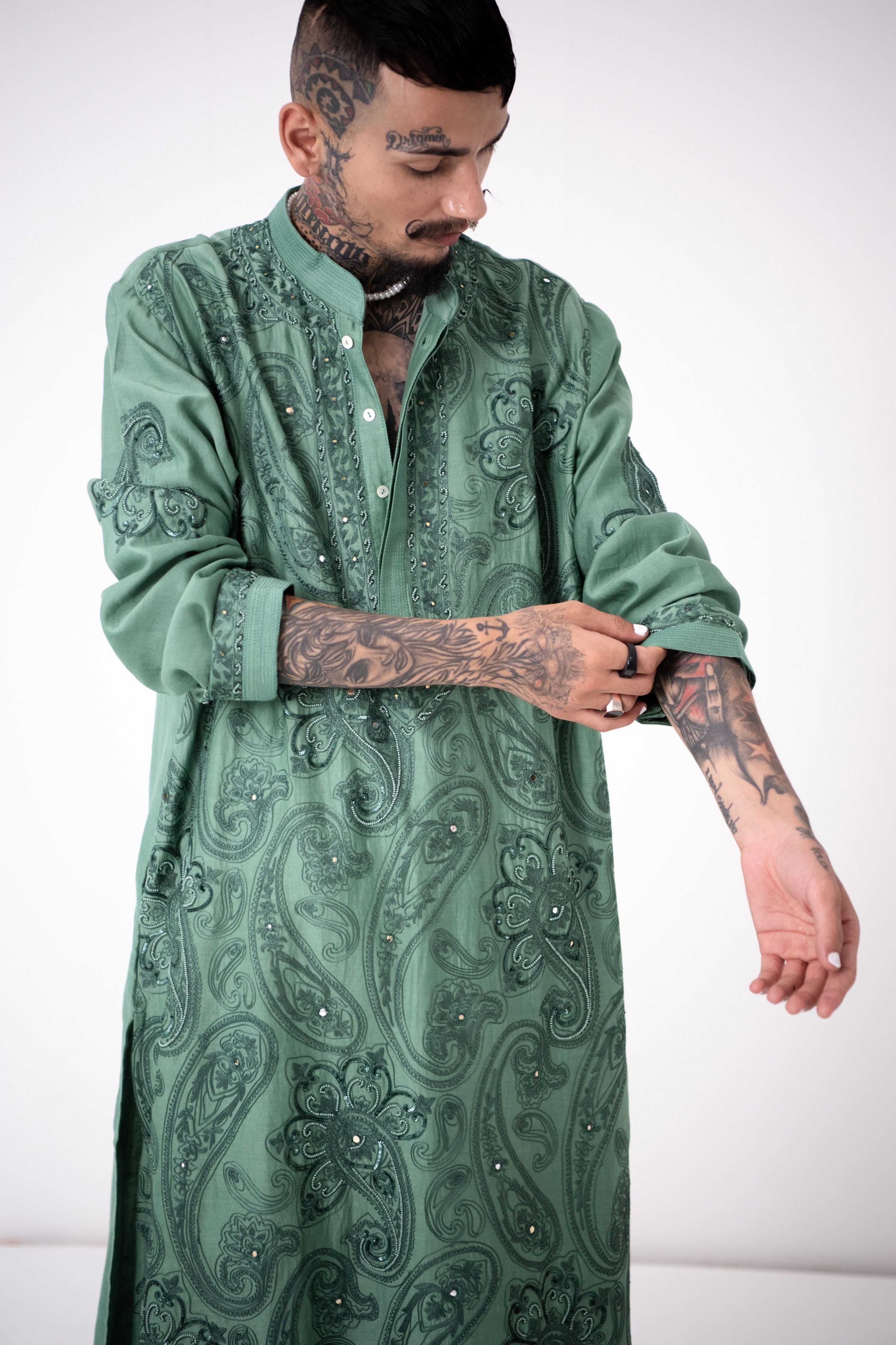 Rohit Saraf In Moss Green Power Paisley Kurta Set