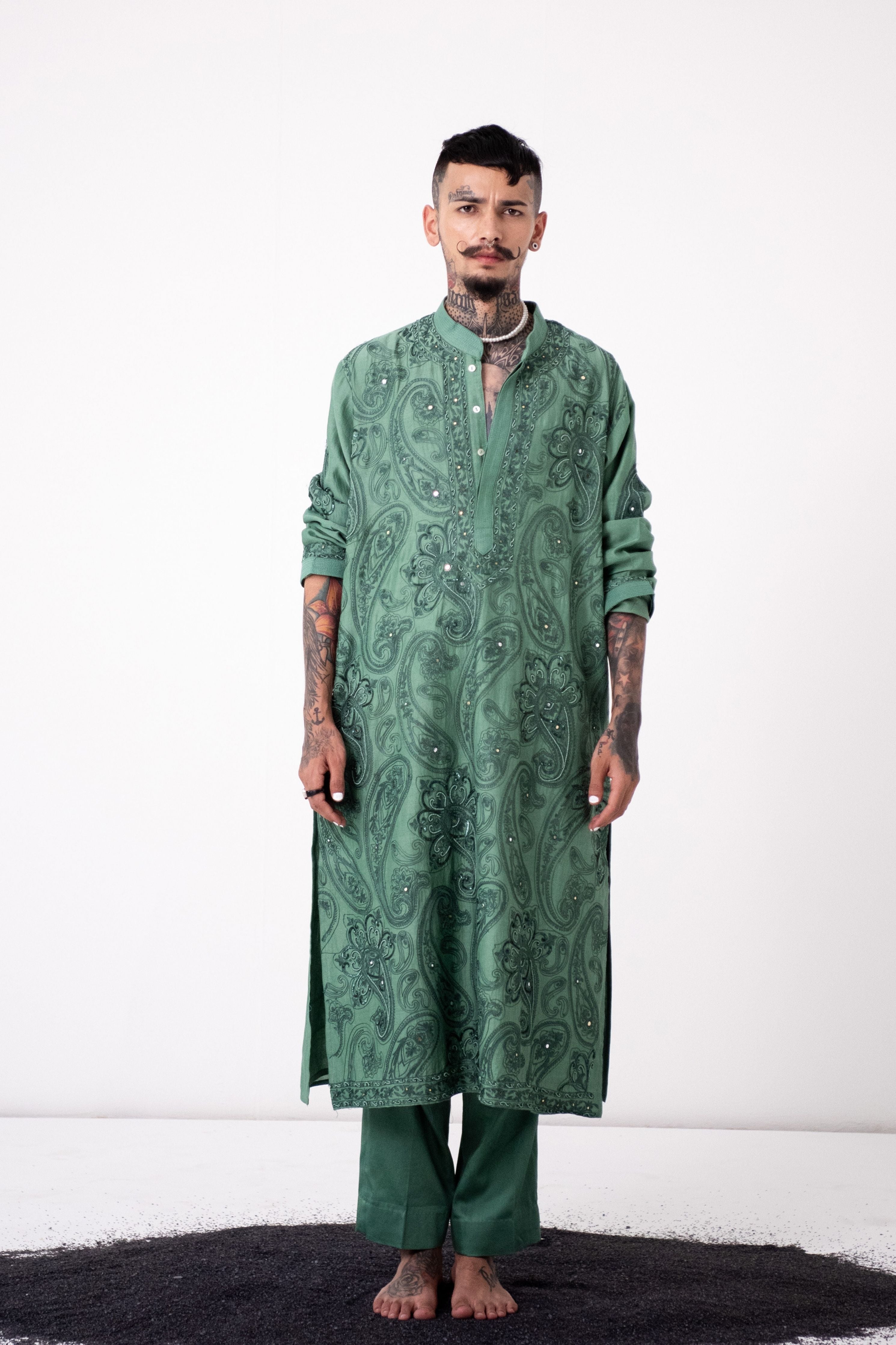 Rohit Saraf In Moss Green Power Paisley Kurta Set
