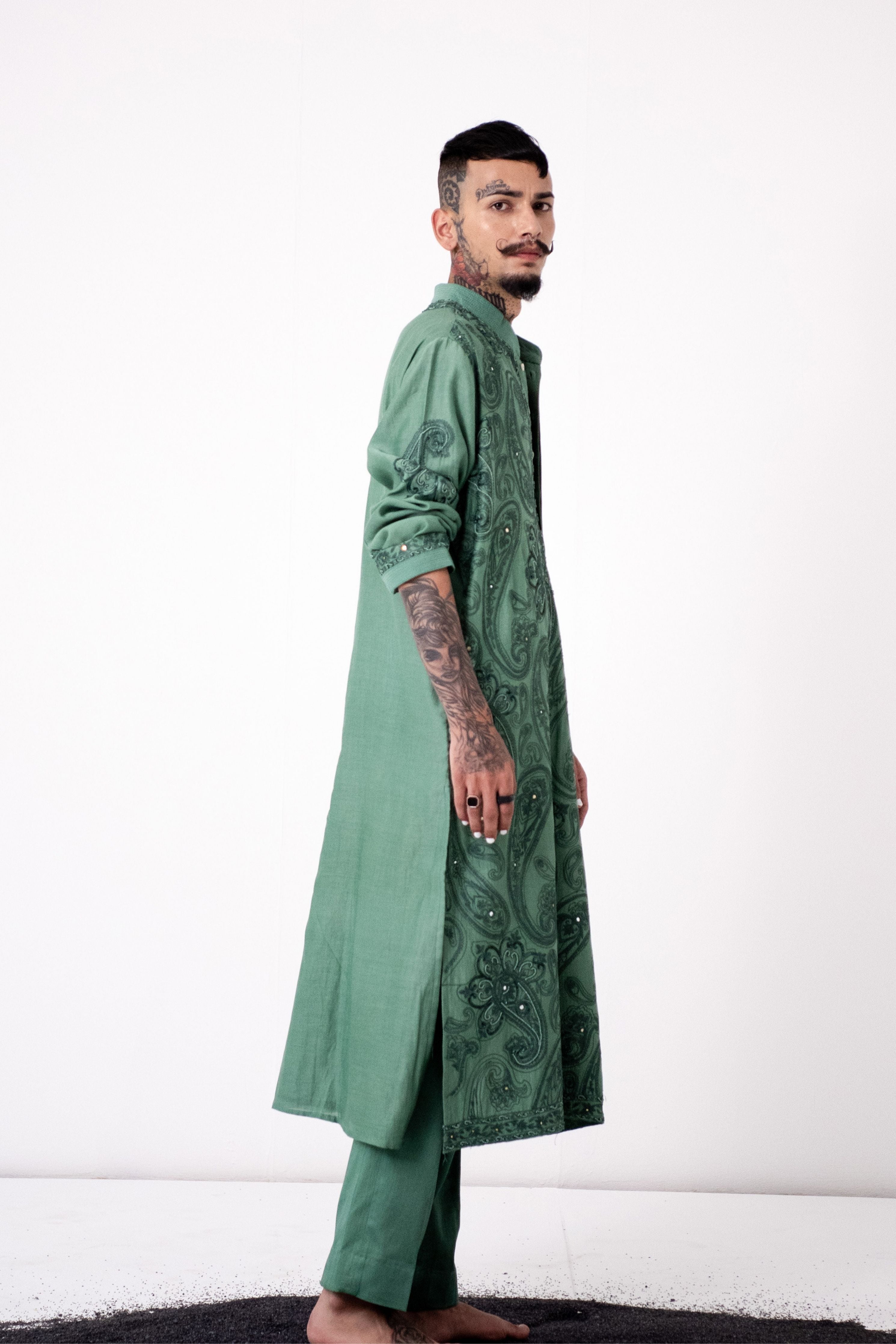 Rohit Saraf In Moss Green Power Paisley Kurta Set