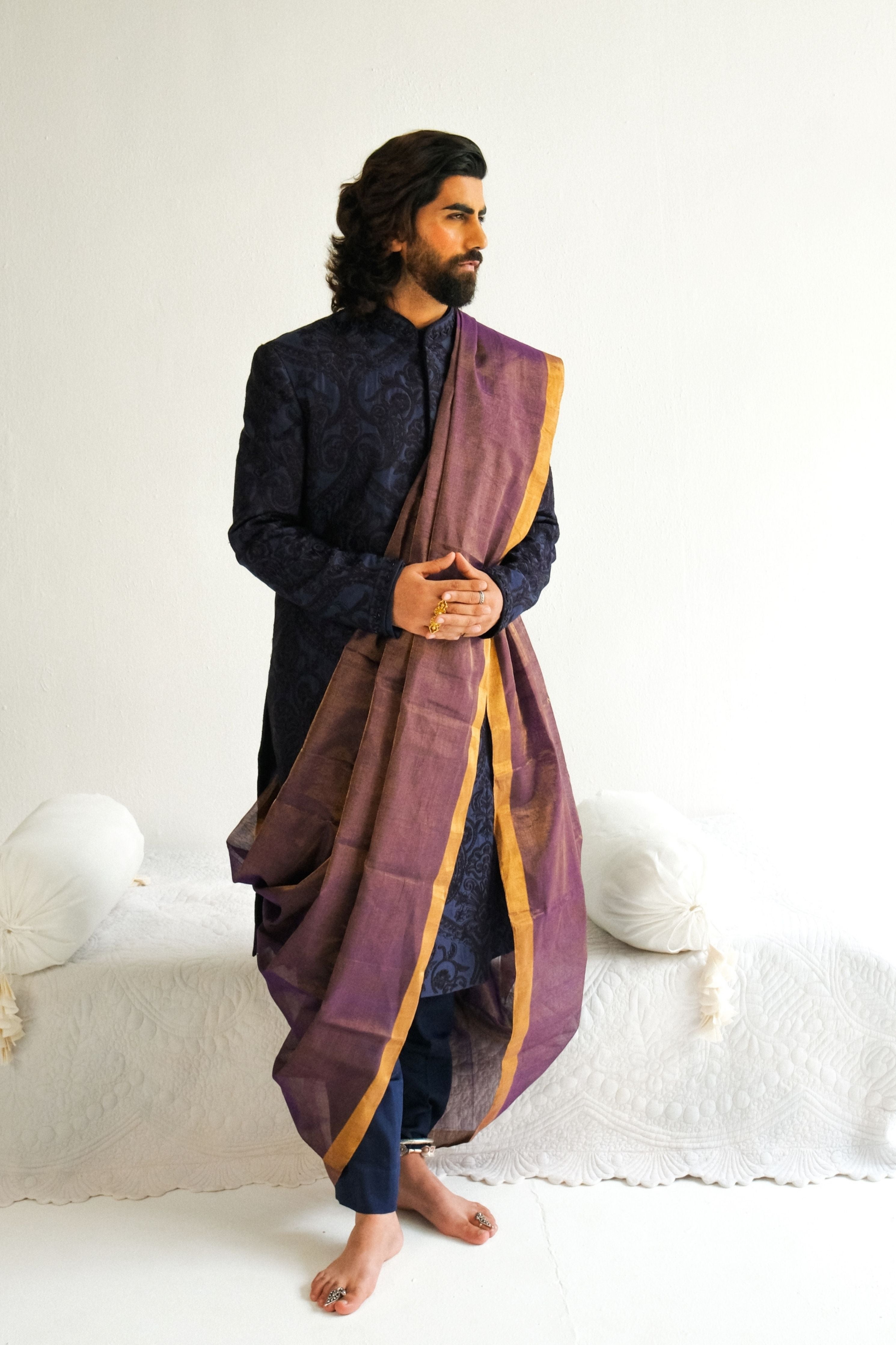 Blue Sherwani Set