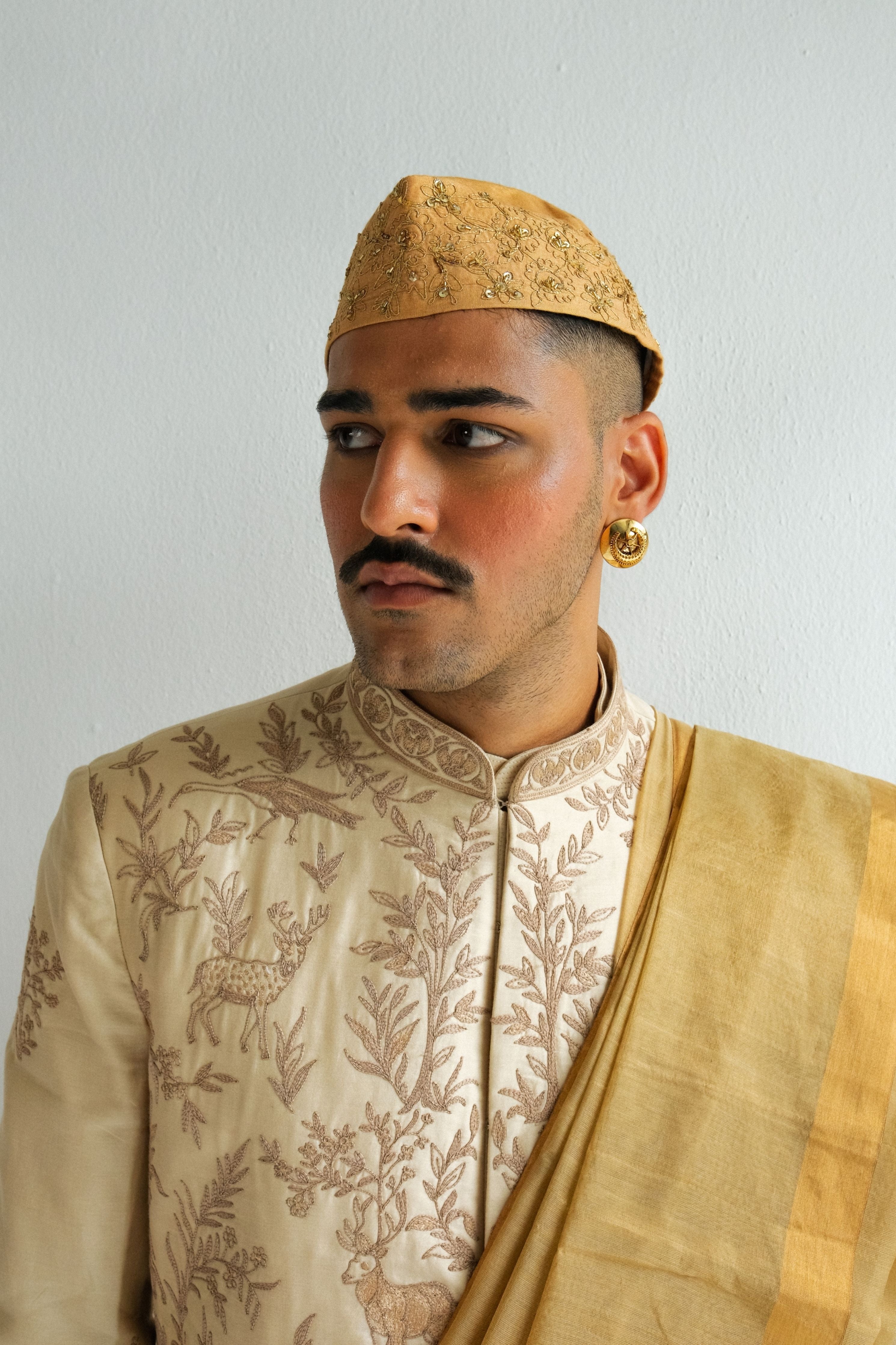 Kaaravaan Beige Sherwani Set
