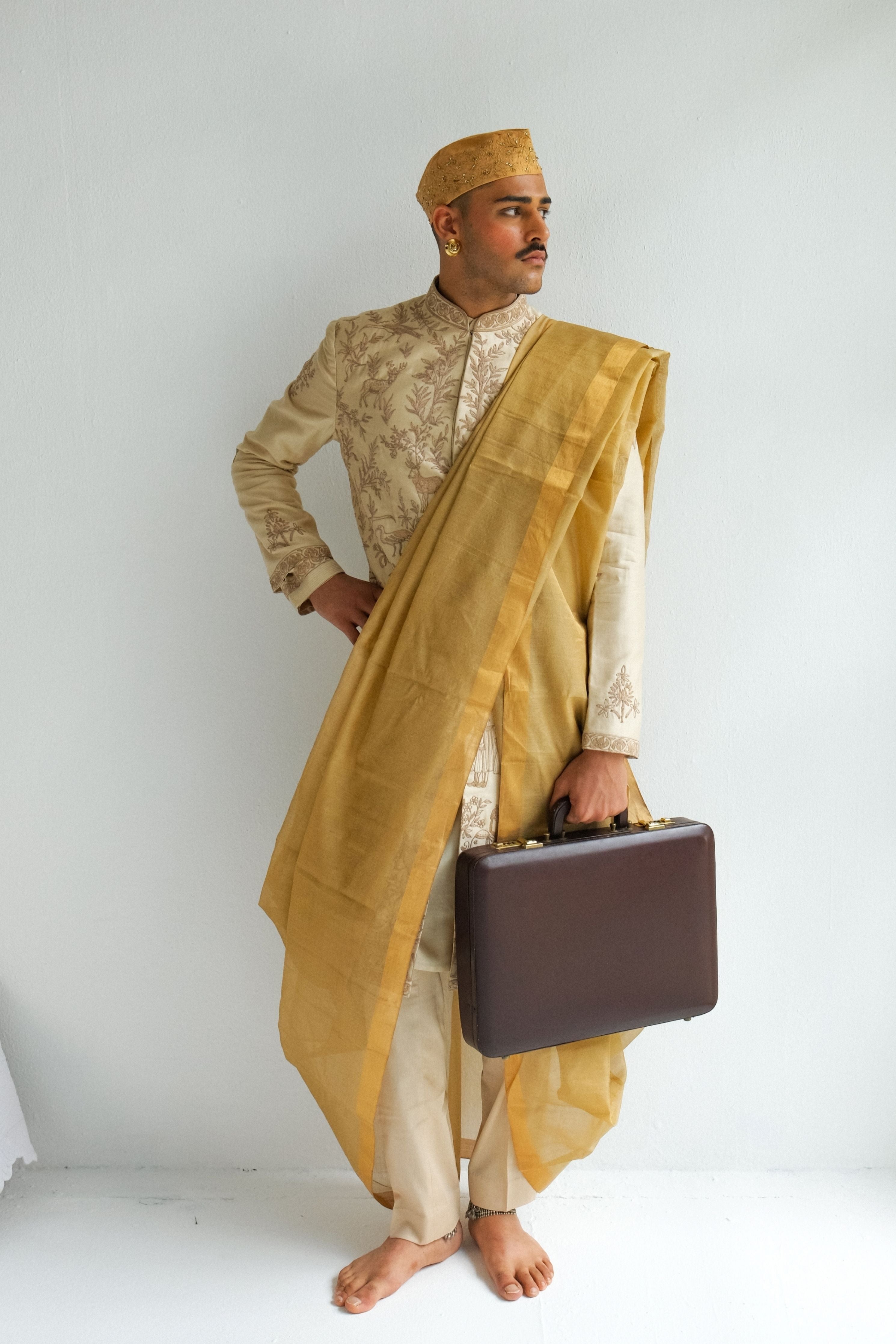 Beige Sherwani Set