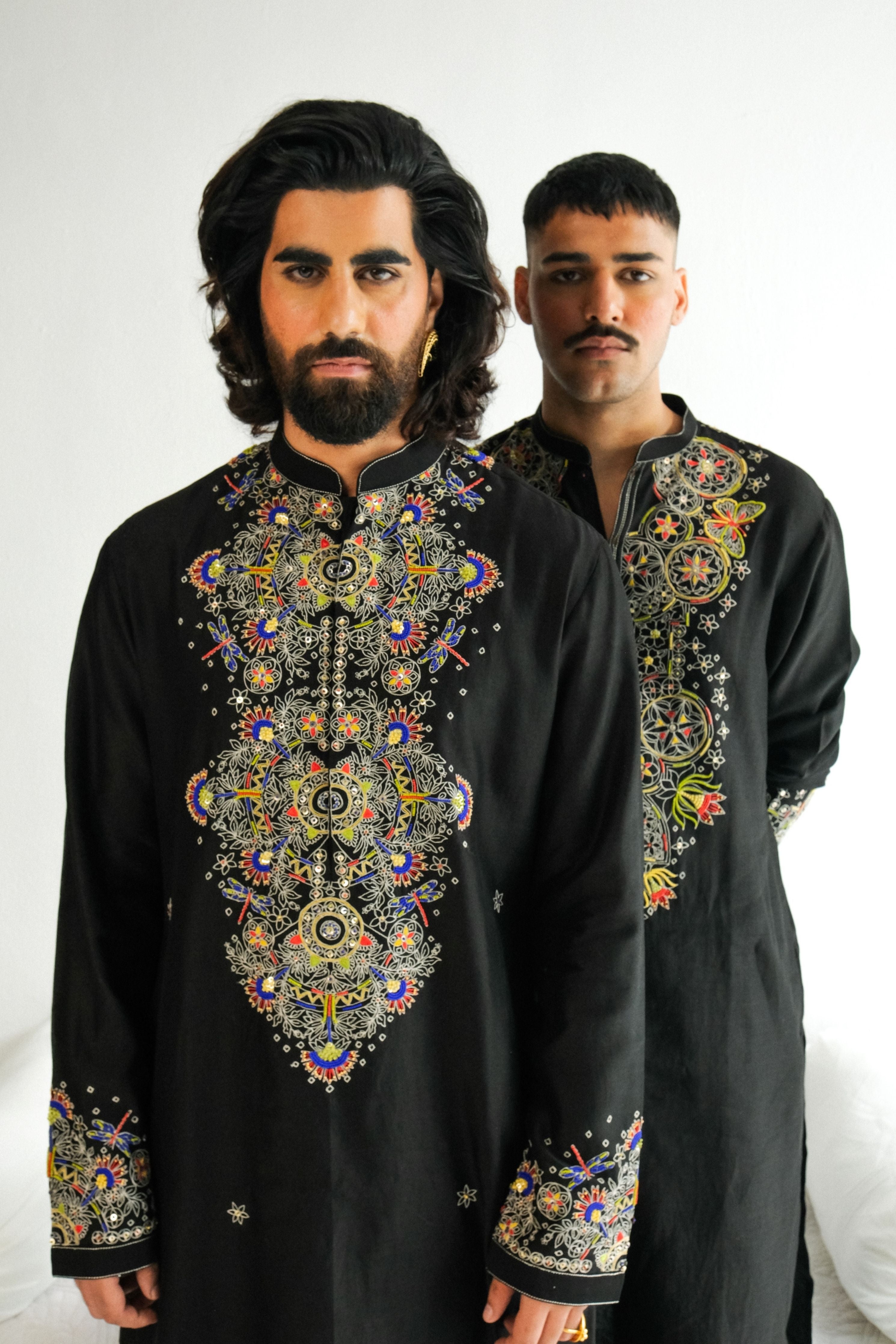 Black Chanderi Kurta Set