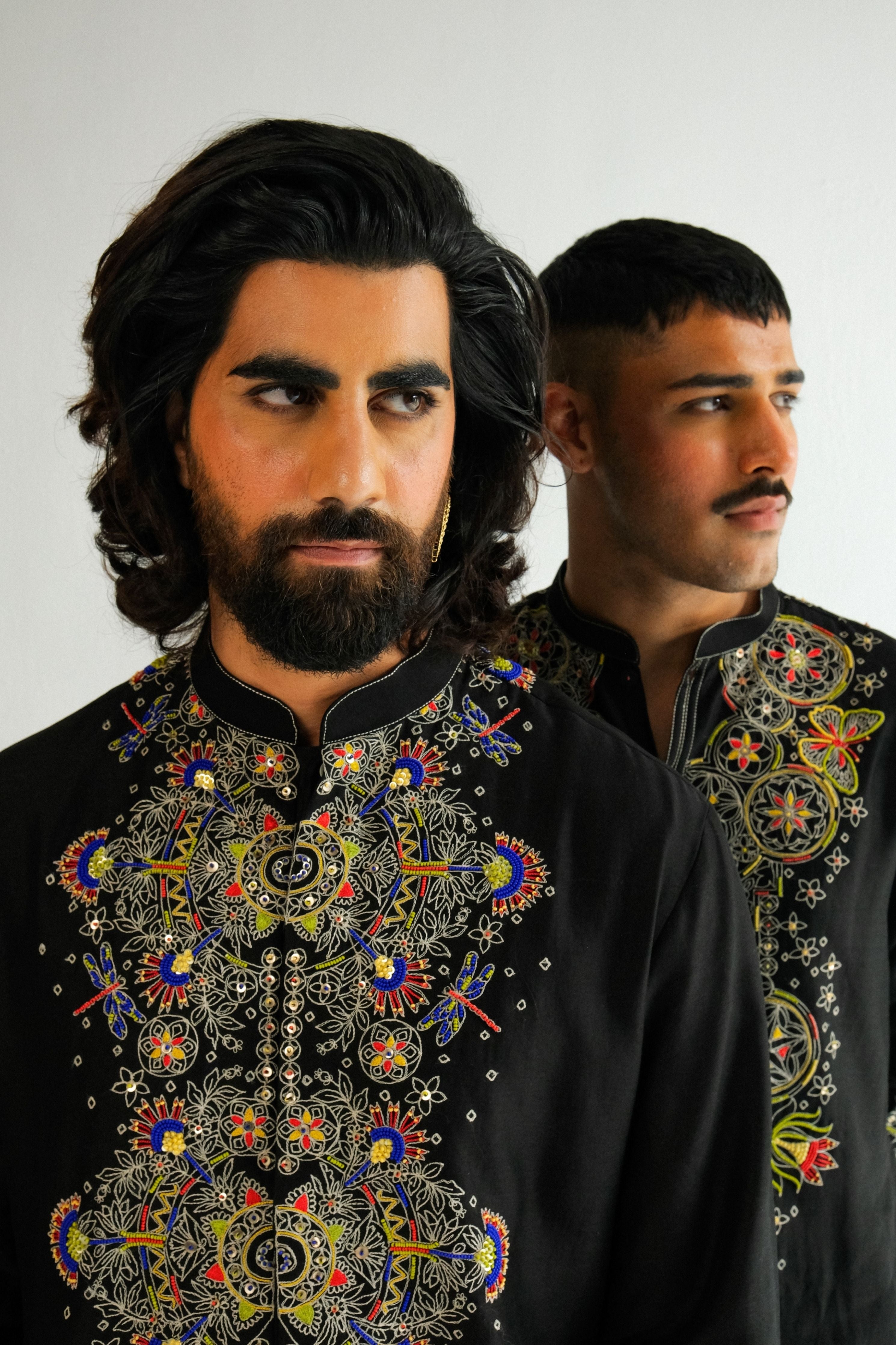Black Chanderi Kurta Set