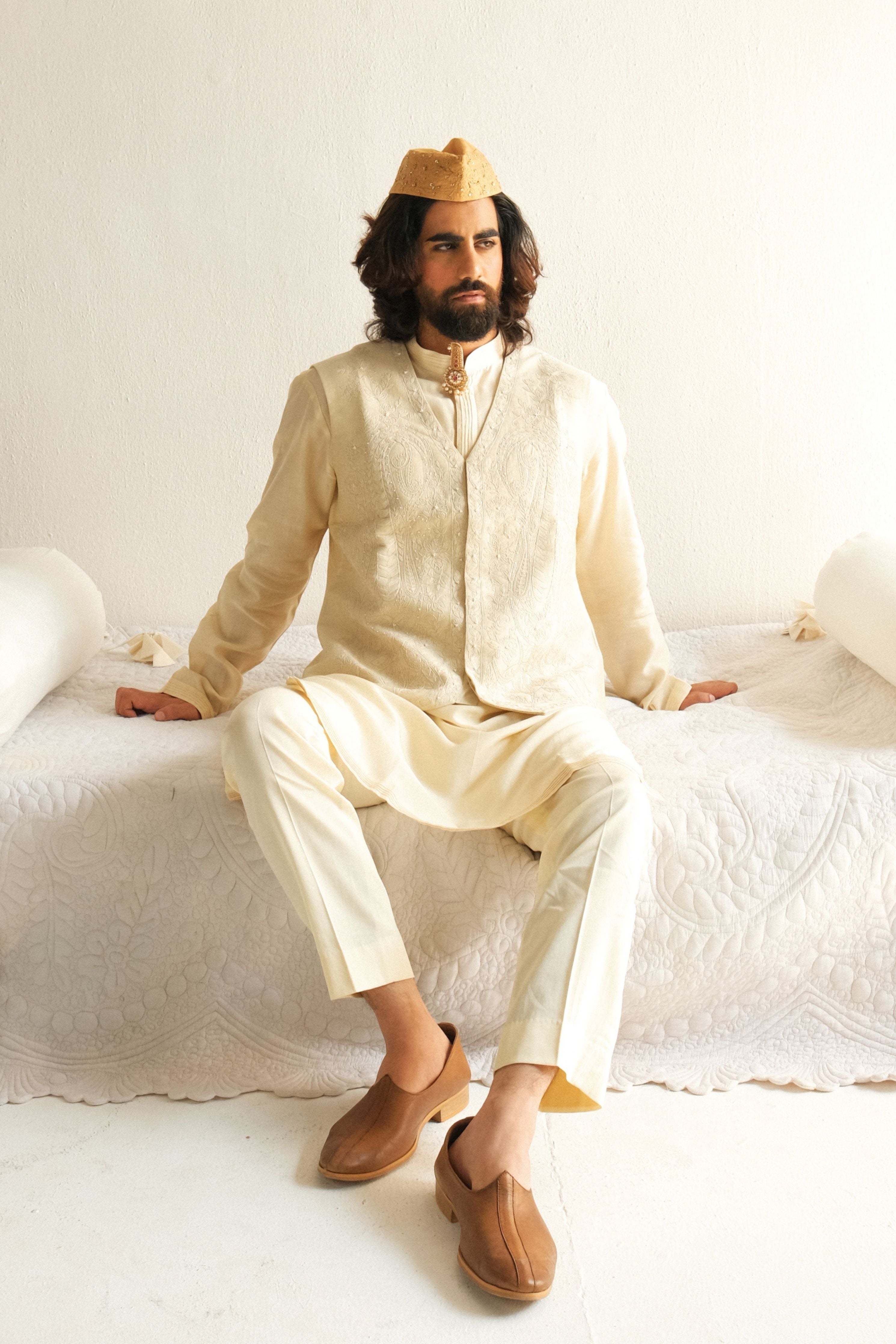 Paisley Boteh Light Beige Kurta Set