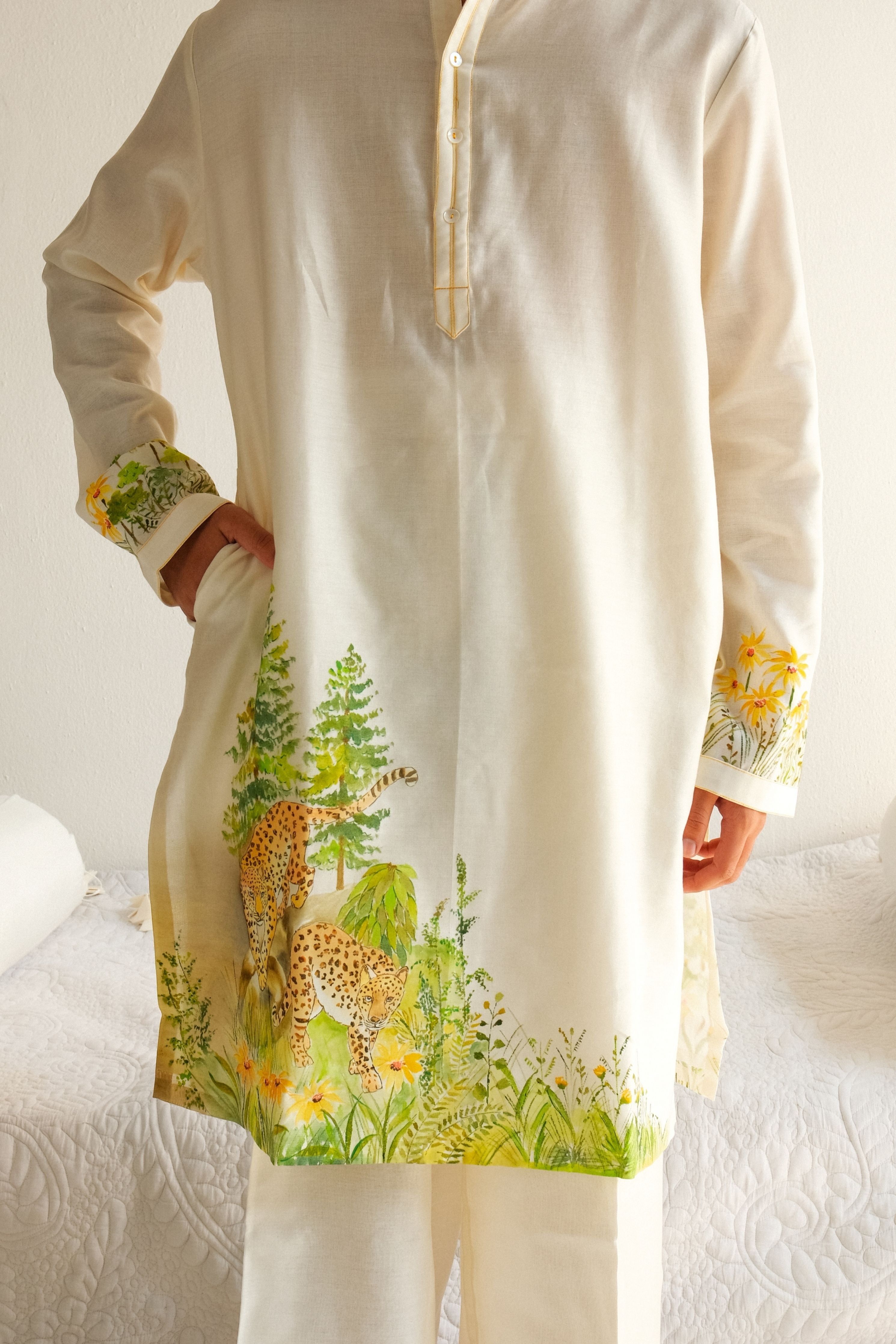 The Nocturnals Kurta Paired With Pyjama Pants