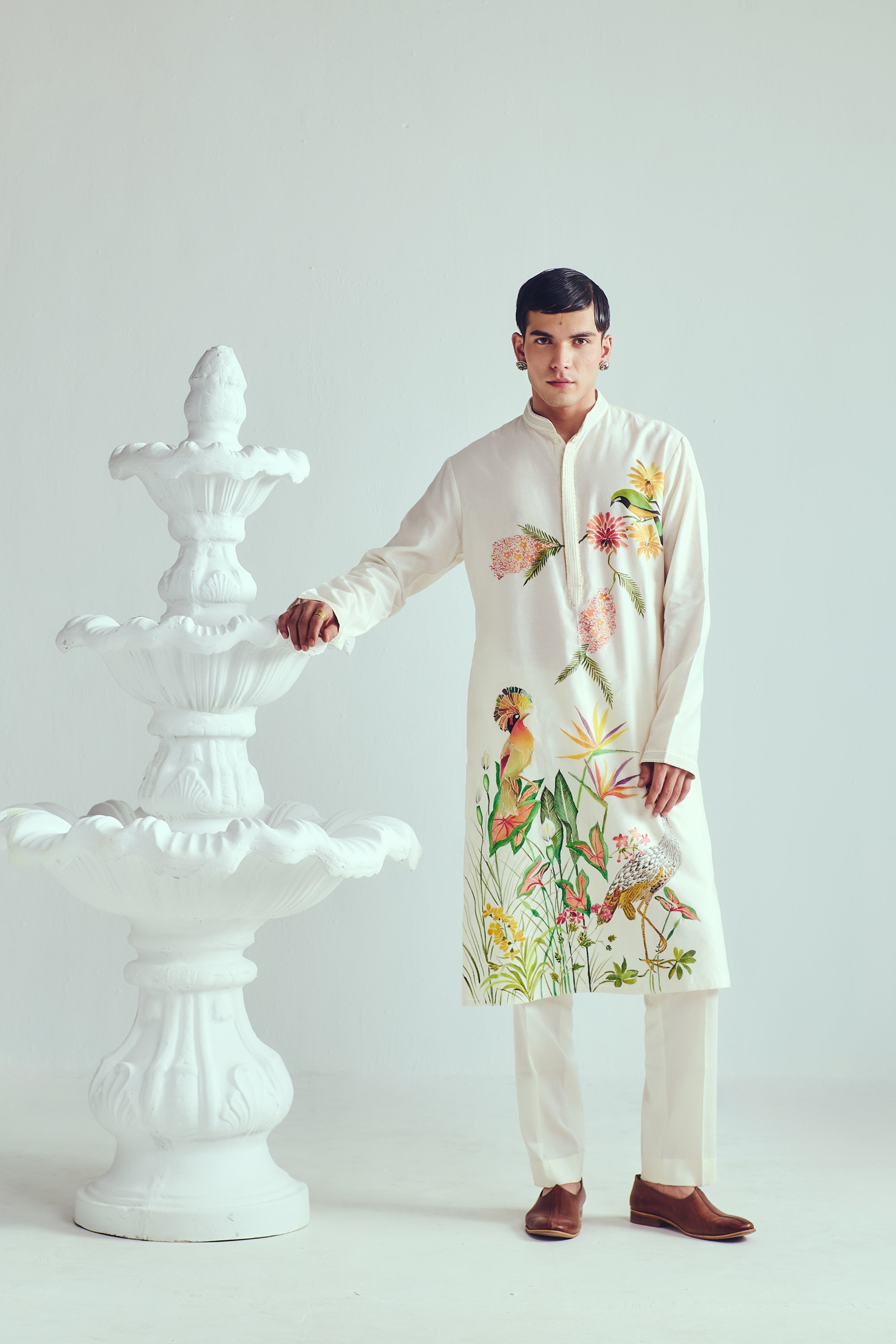 Crowned Crane Kurta set
